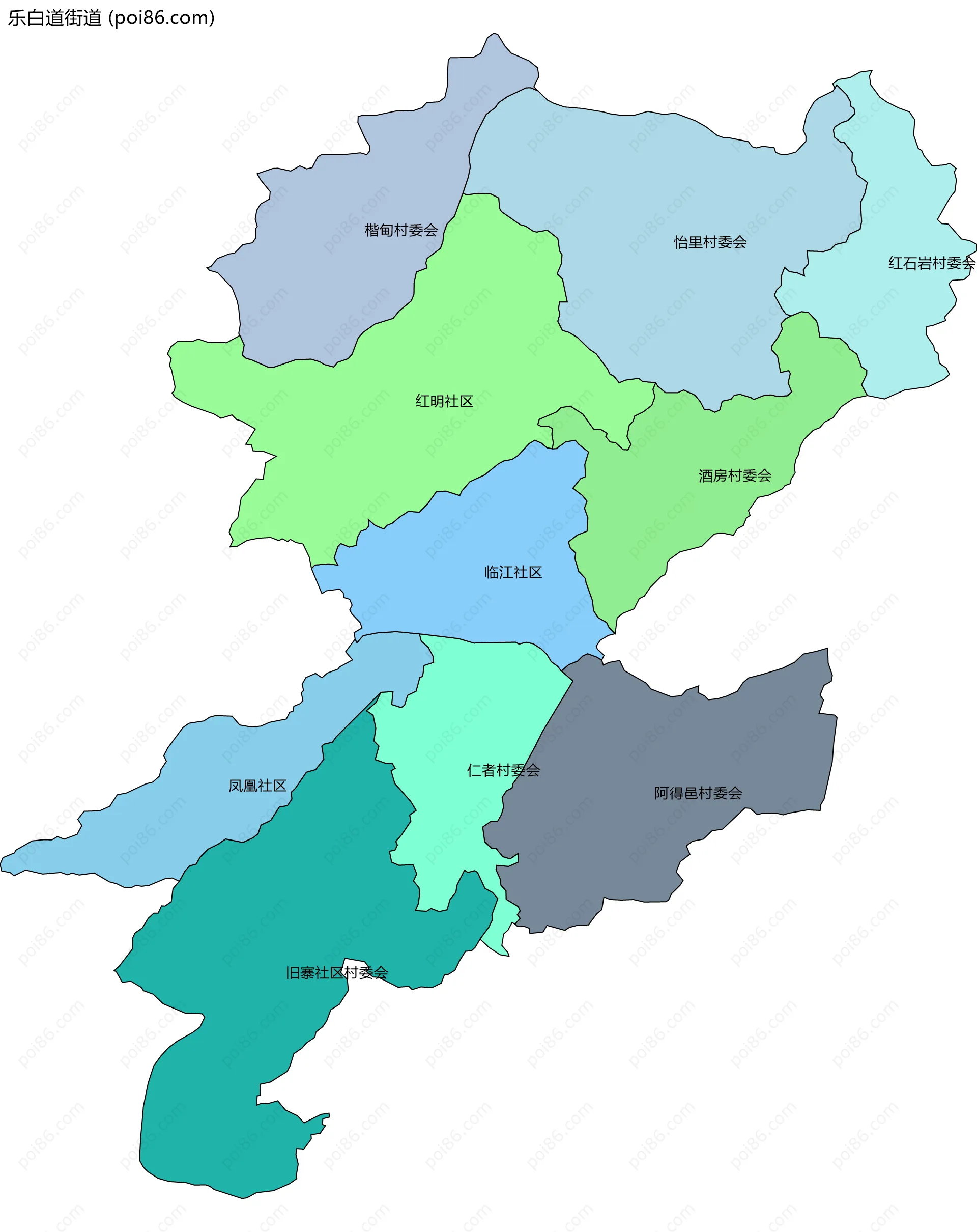 乐白道街道边界地图(五级行政区划)