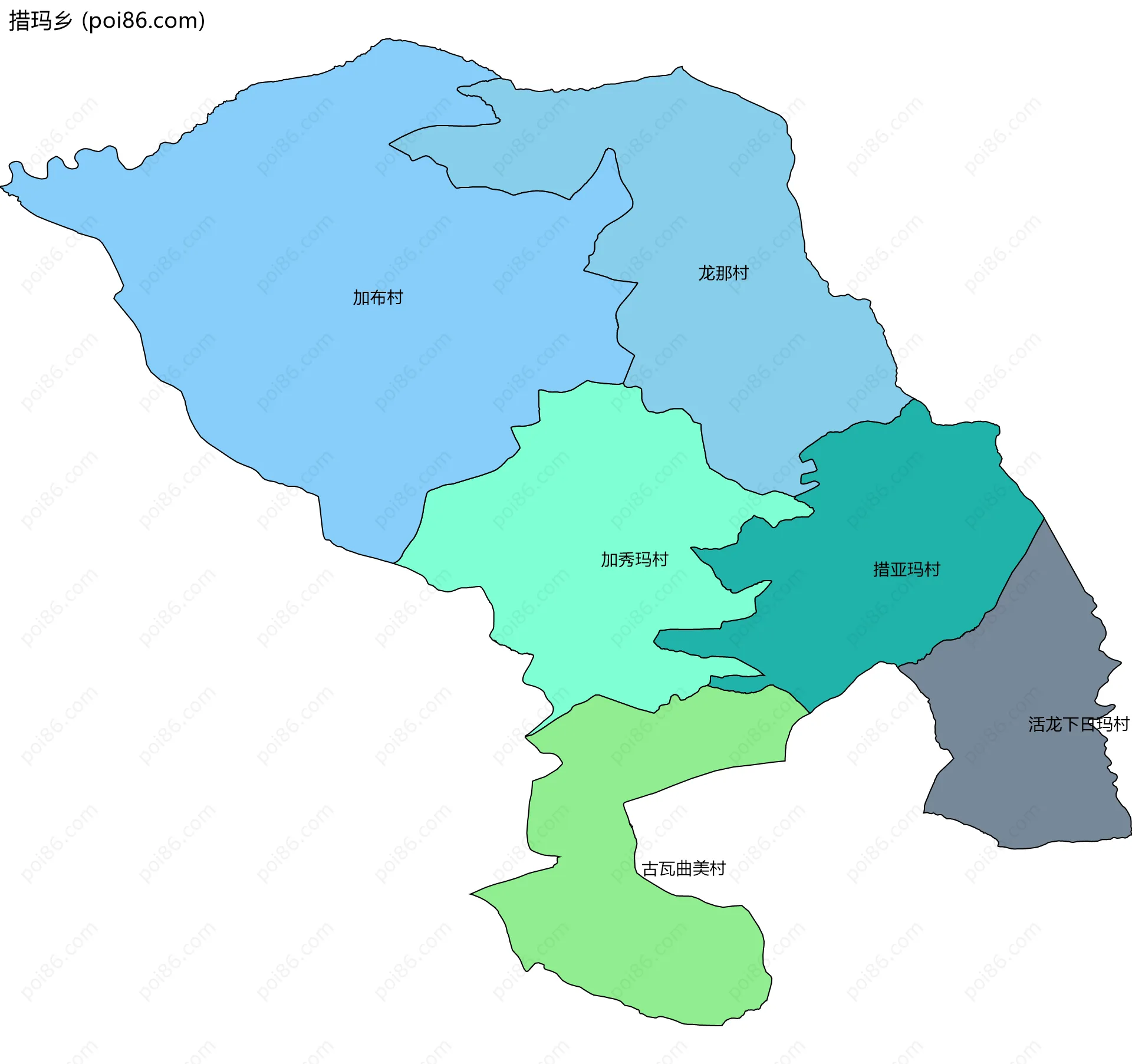 措玛乡边界地图(五级行政区划)