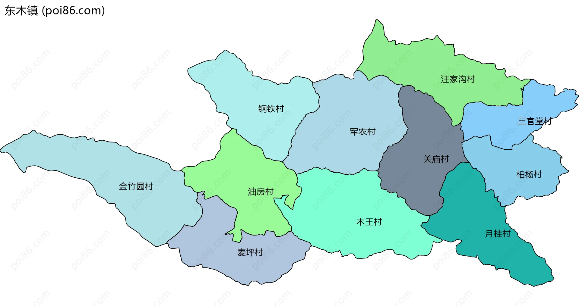 东木镇边界地图(五级行政区划)