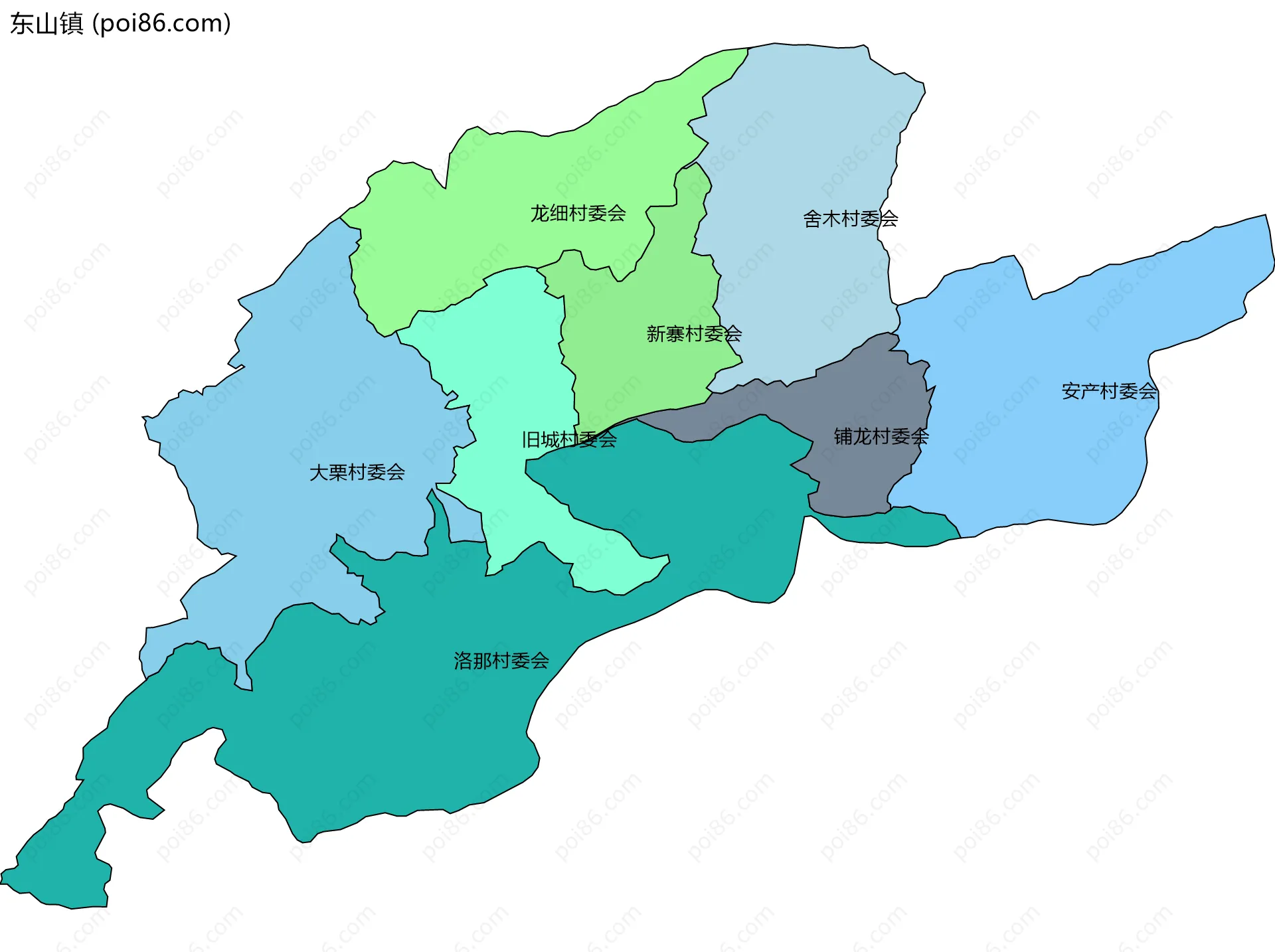 东山镇边界地图(五级行政区划)