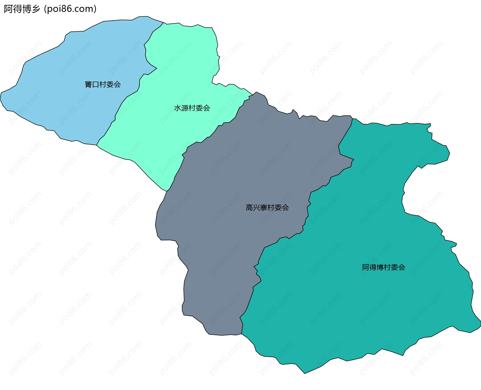 阿得博乡边界地图(五级行政区划)