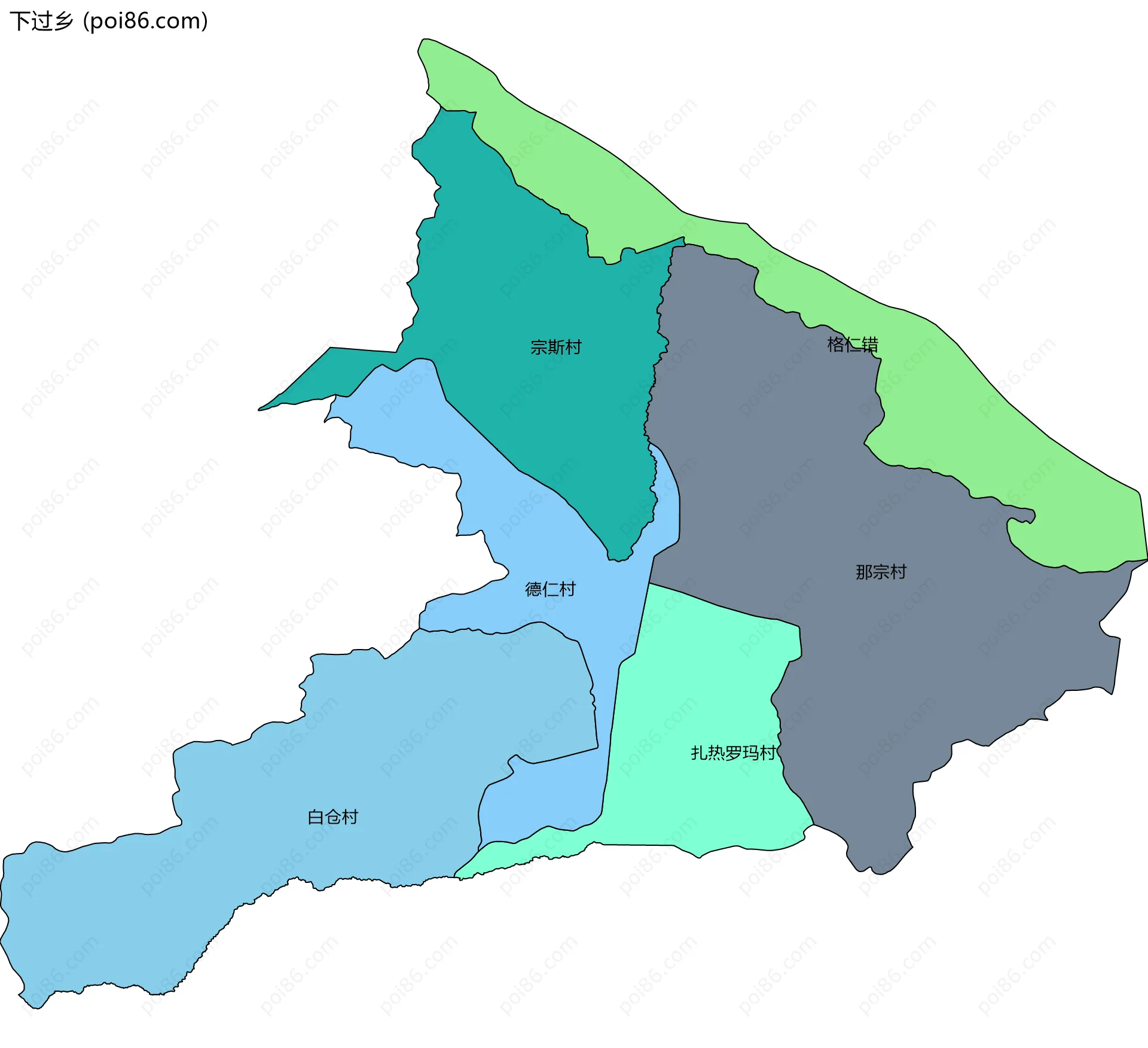 下过乡边界地图(五级行政区划)