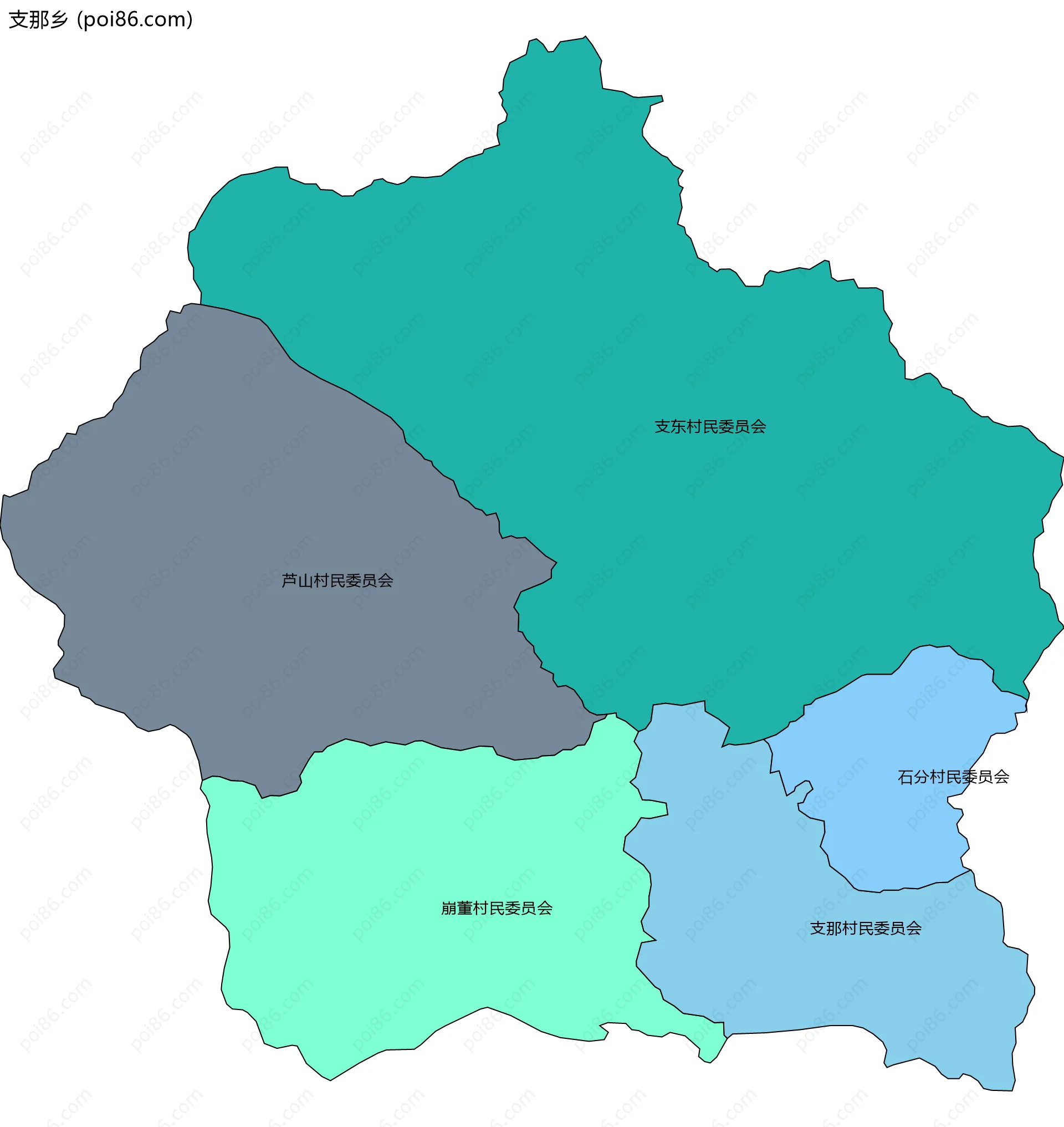 支那乡边界地图(五级行政区划)