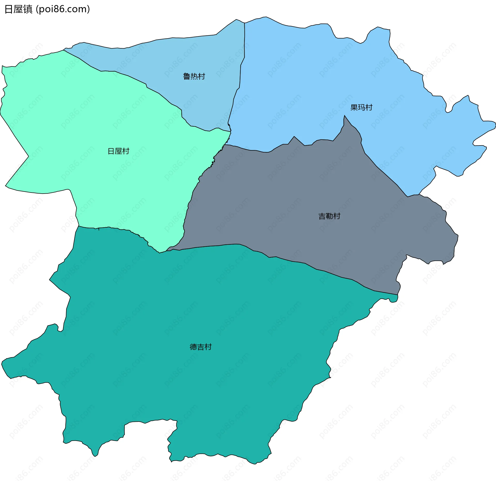 日屋镇边界地图(五级行政区划)