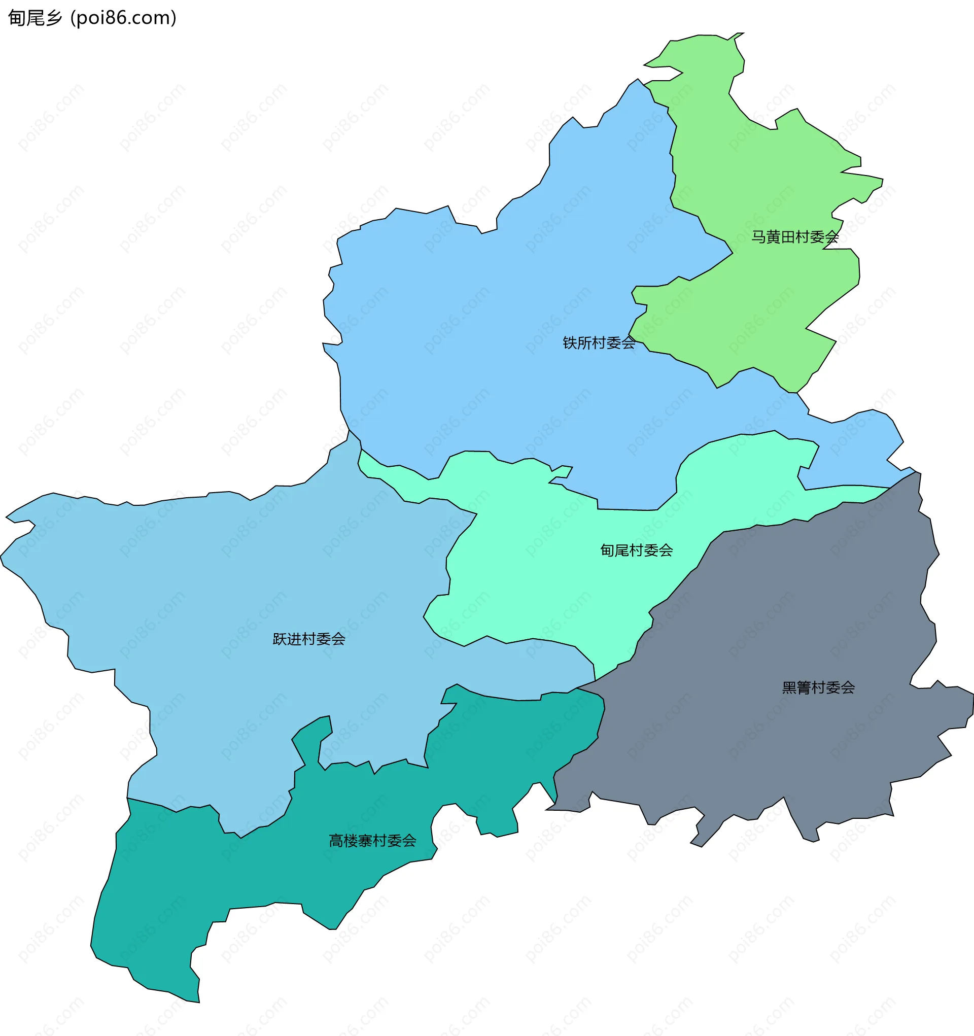 甸尾乡边界地图(五级行政区划)