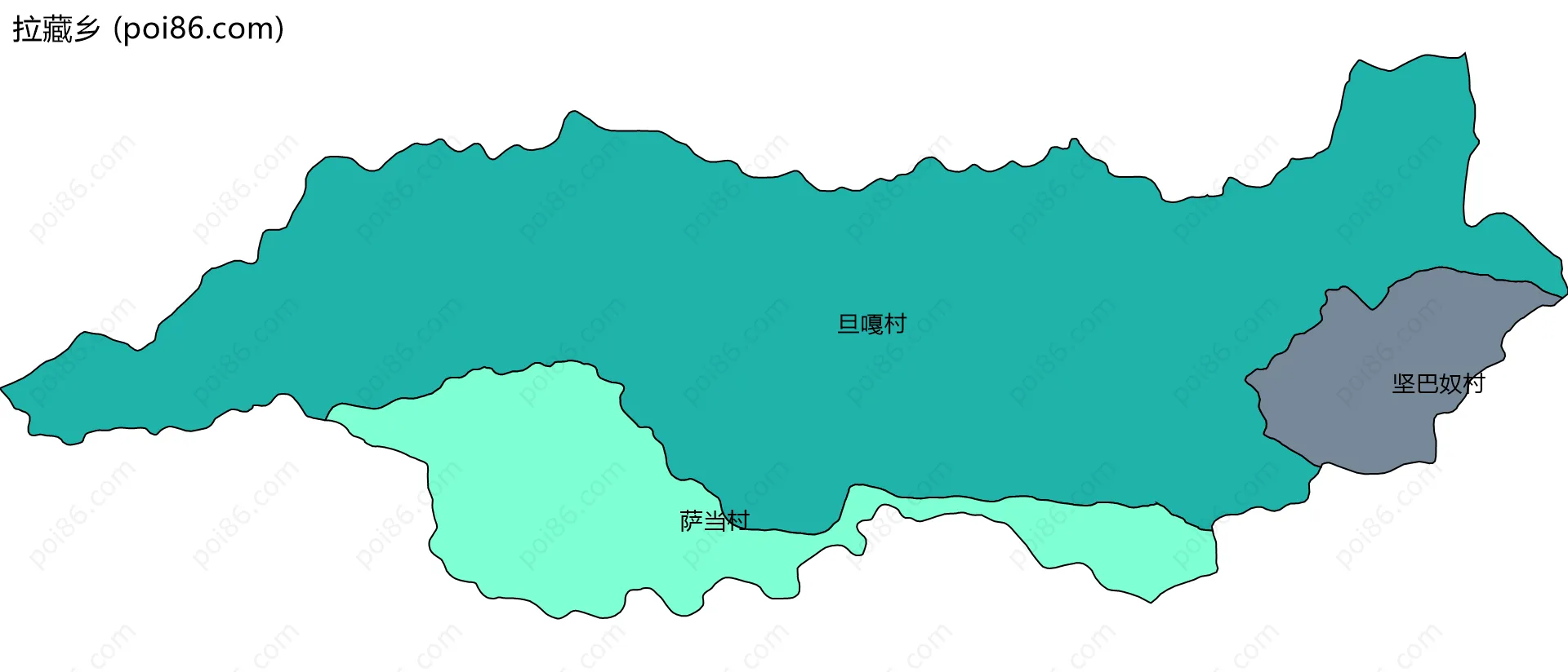 拉藏乡边界地图(五级行政区划)