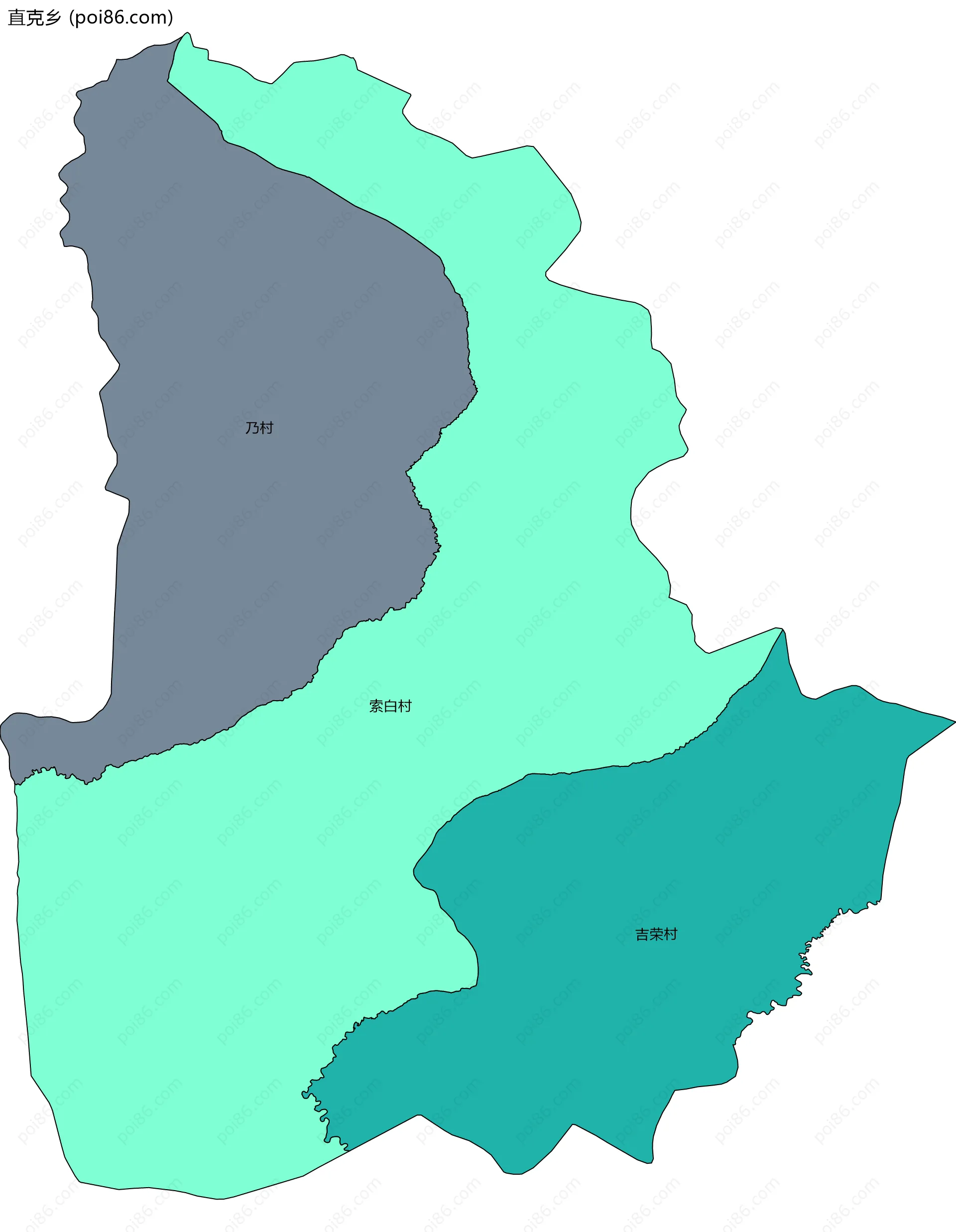 直克乡边界地图(五级行政区划)