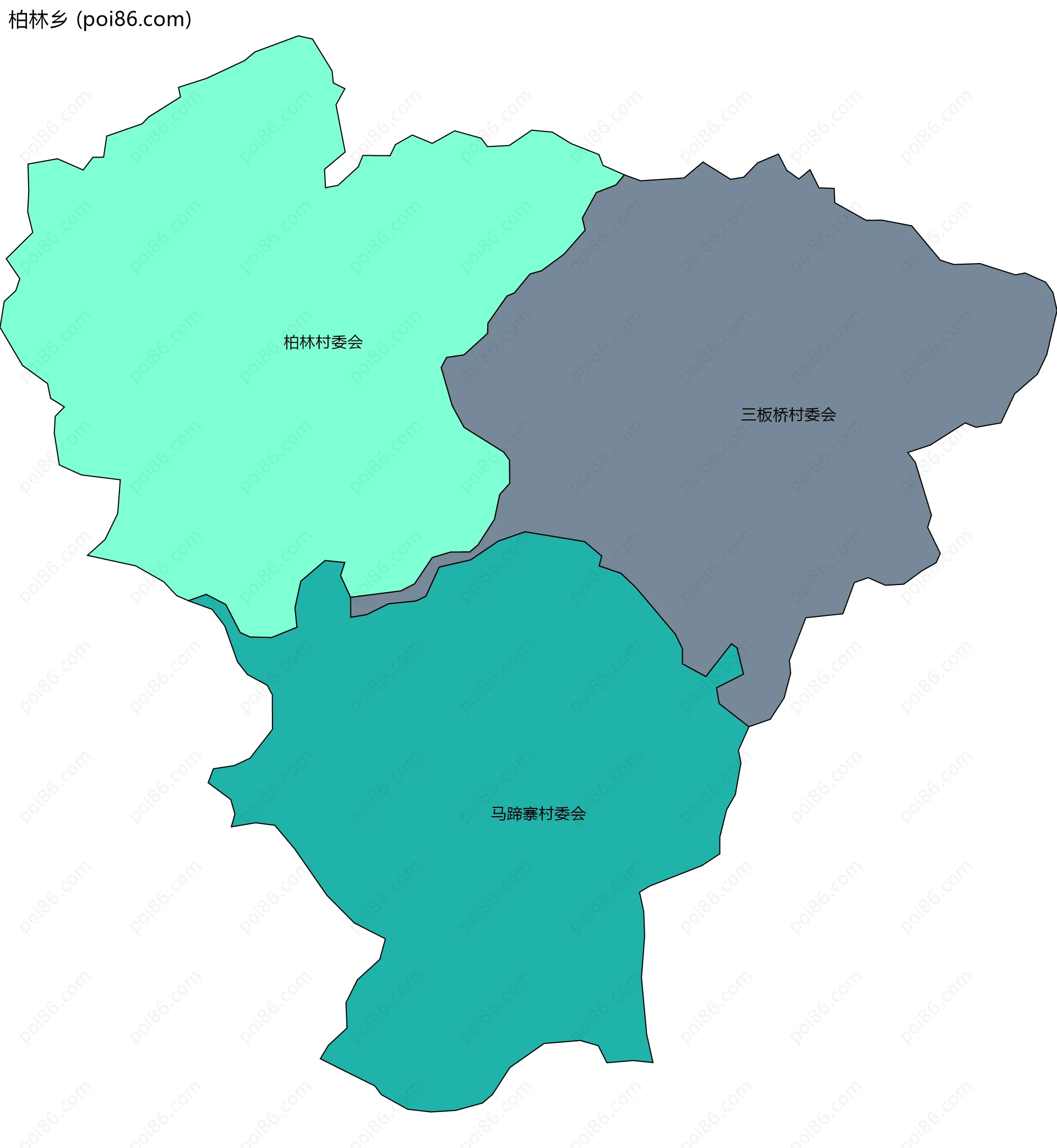 柏林乡边界地图(五级行政区划)
