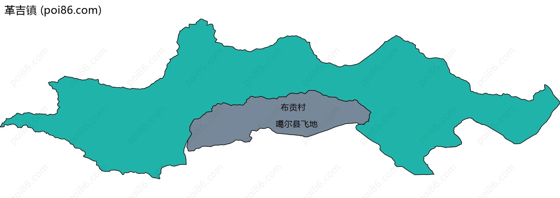 革吉镇边界地图(五级行政区划)