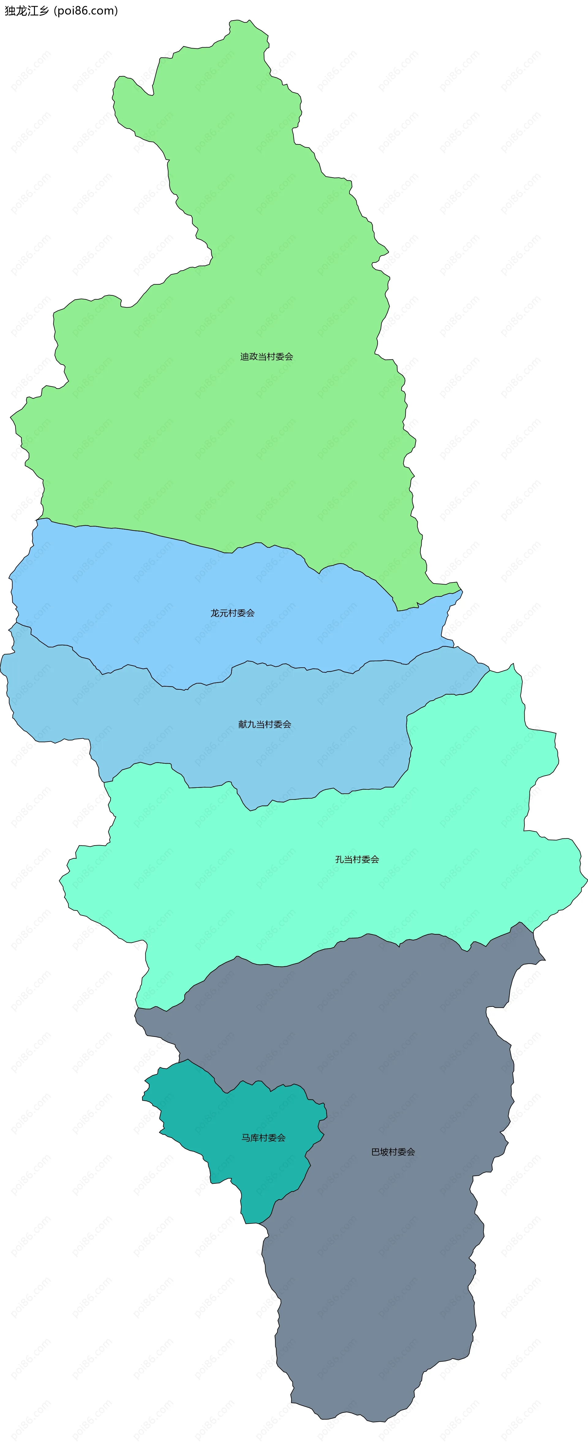 独龙江乡边界地图(五级行政区划)