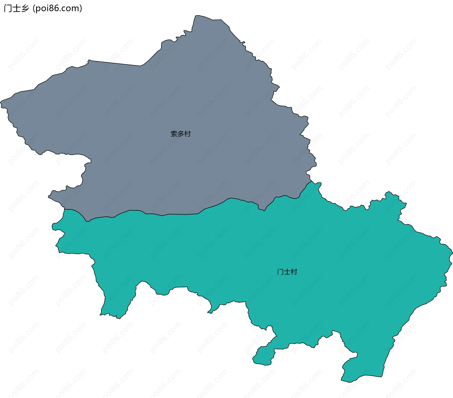 门士乡边界地图(五级行政区划)