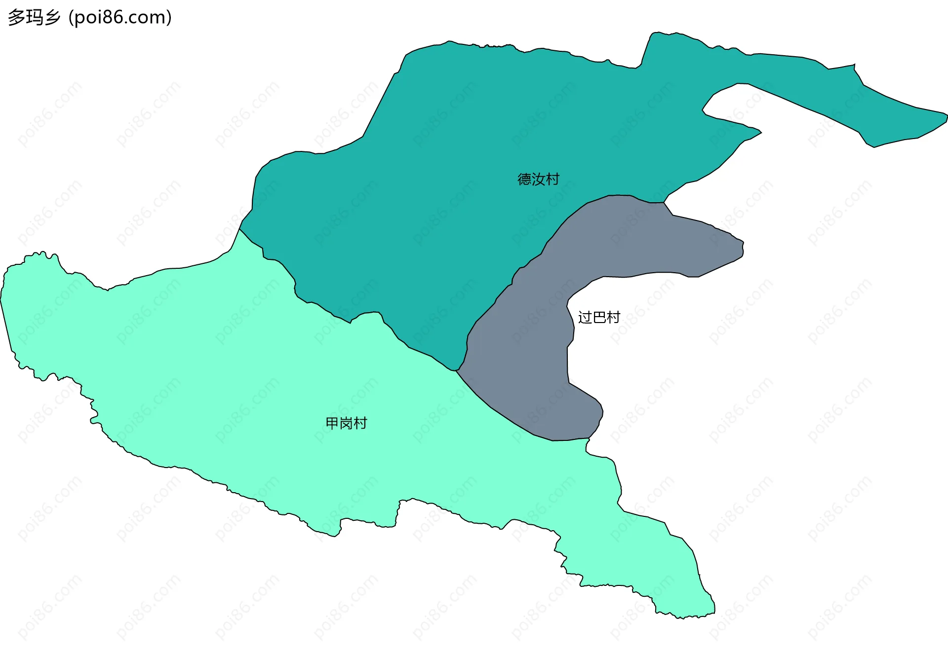 多玛乡边界地图(五级行政区划)