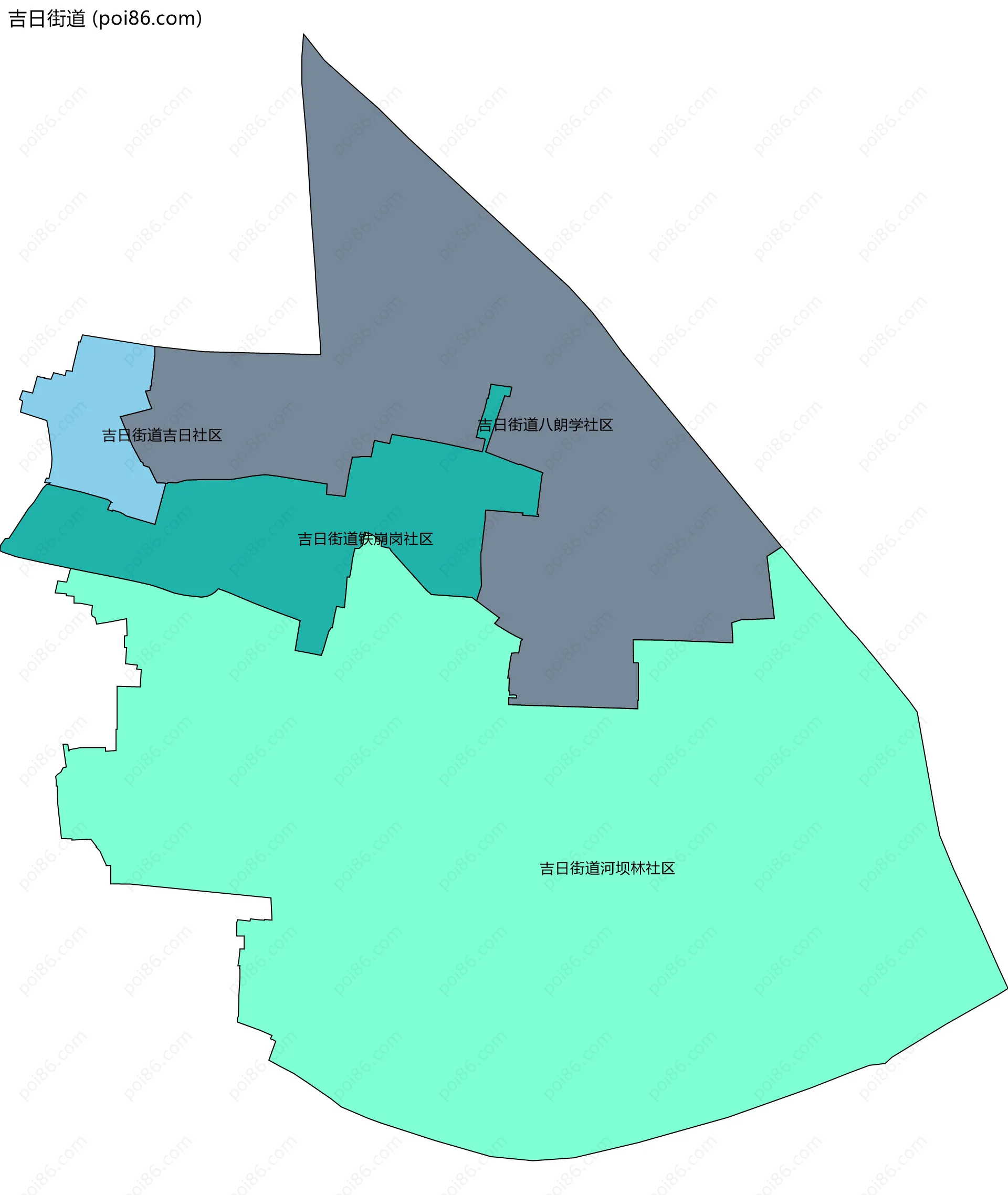 吉日街道边界地图(五级行政区划)