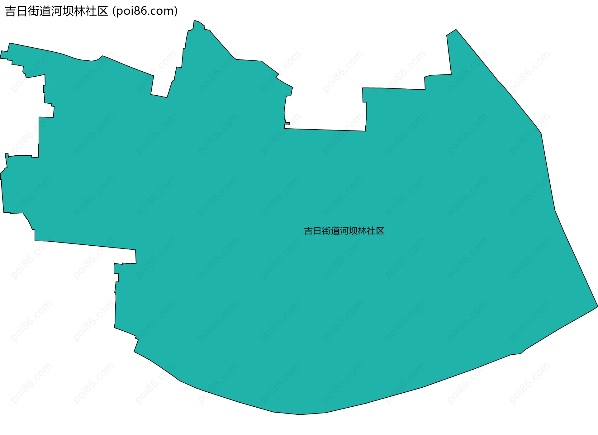 吉日街道河坝林社区边界地图