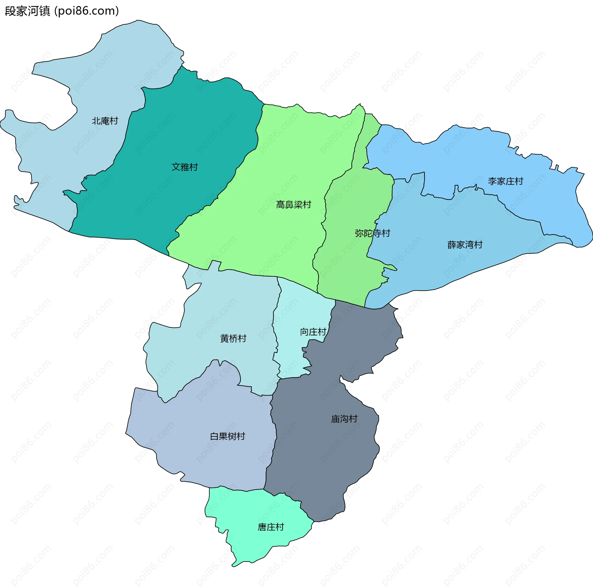段家河镇边界地图(五级行政区划)