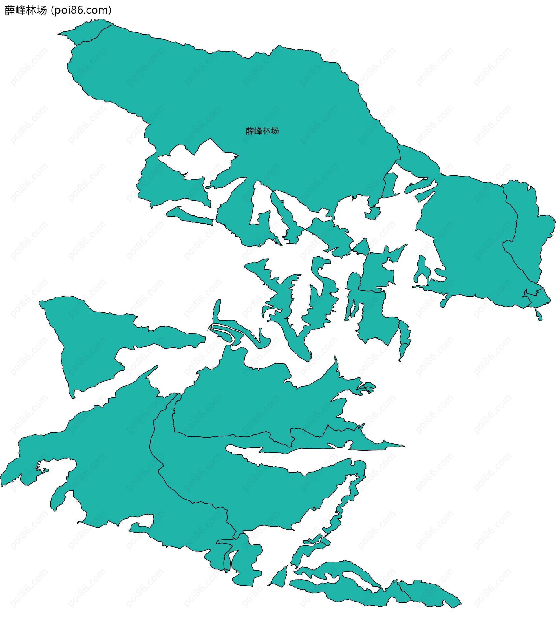 薛峰林场边界地图(五级行政区划)