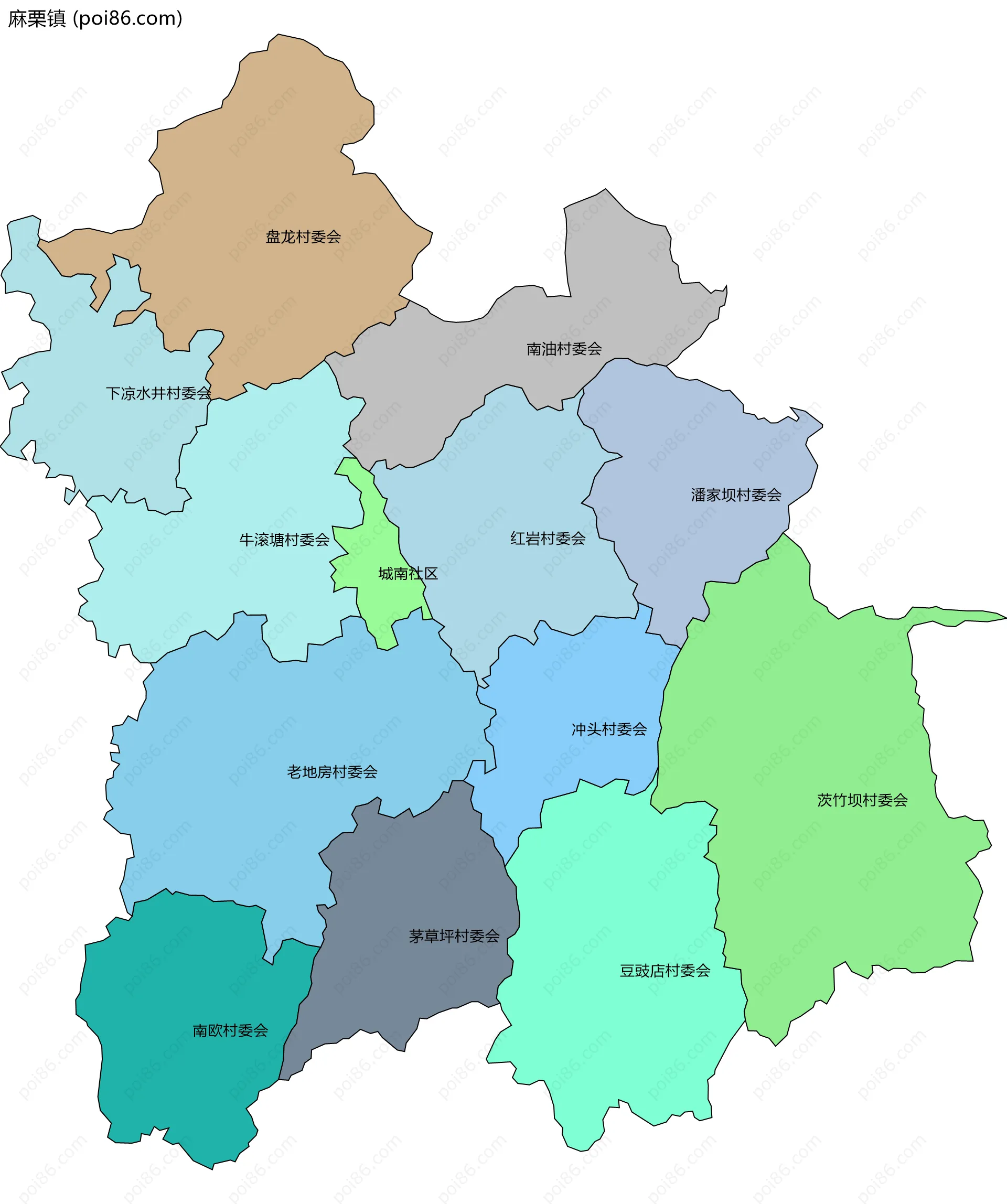 麻栗镇边界地图(五级行政区划)