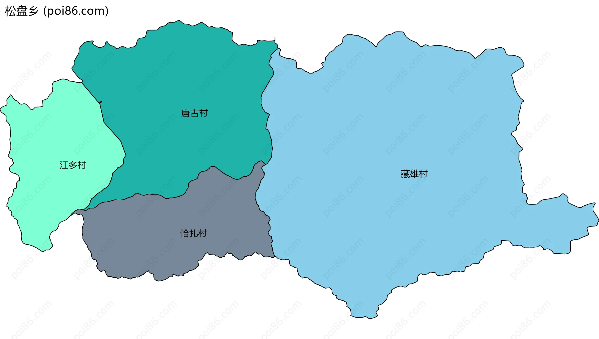 松盘乡边界地图(五级行政区划)
