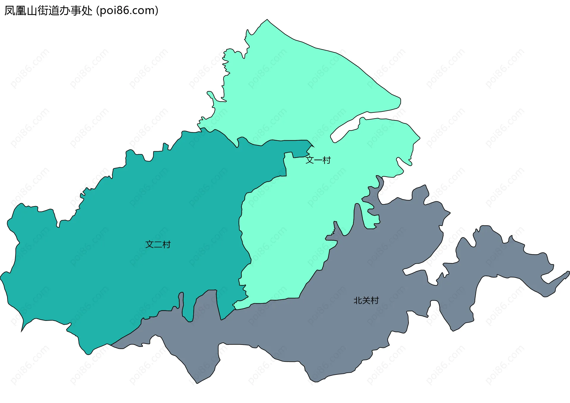 凤凰山街道办事处边界地图(五级行政区划)