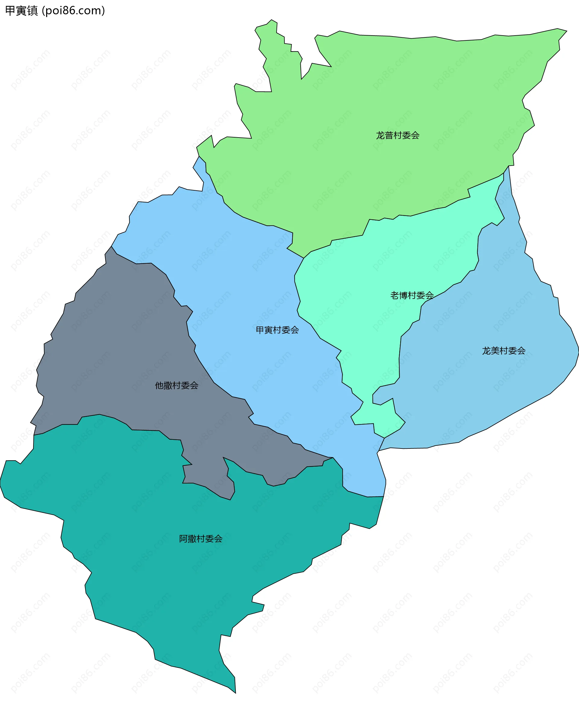 甲寅镇边界地图(五级行政区划)