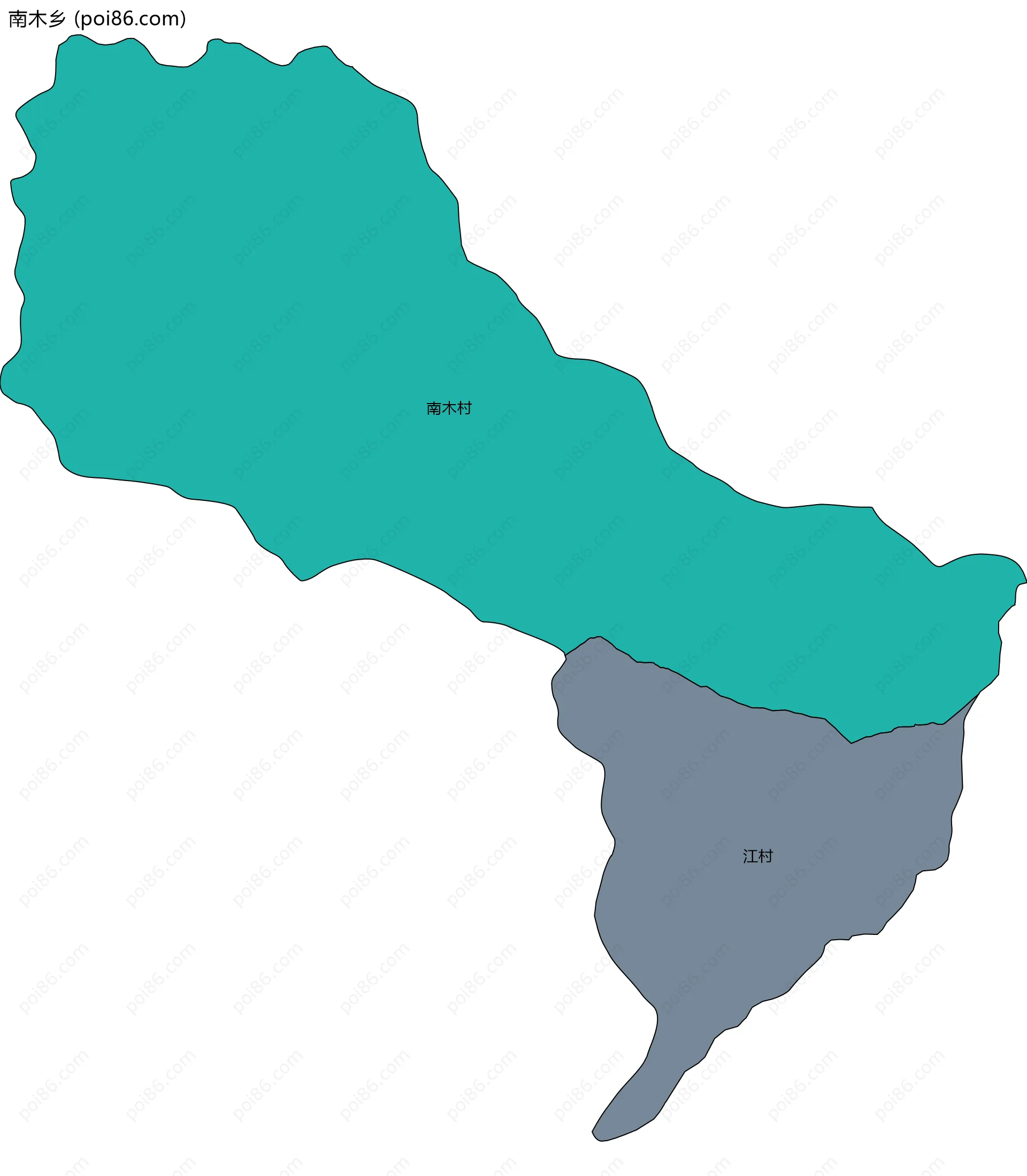 南木乡边界地图(五级行政区划)