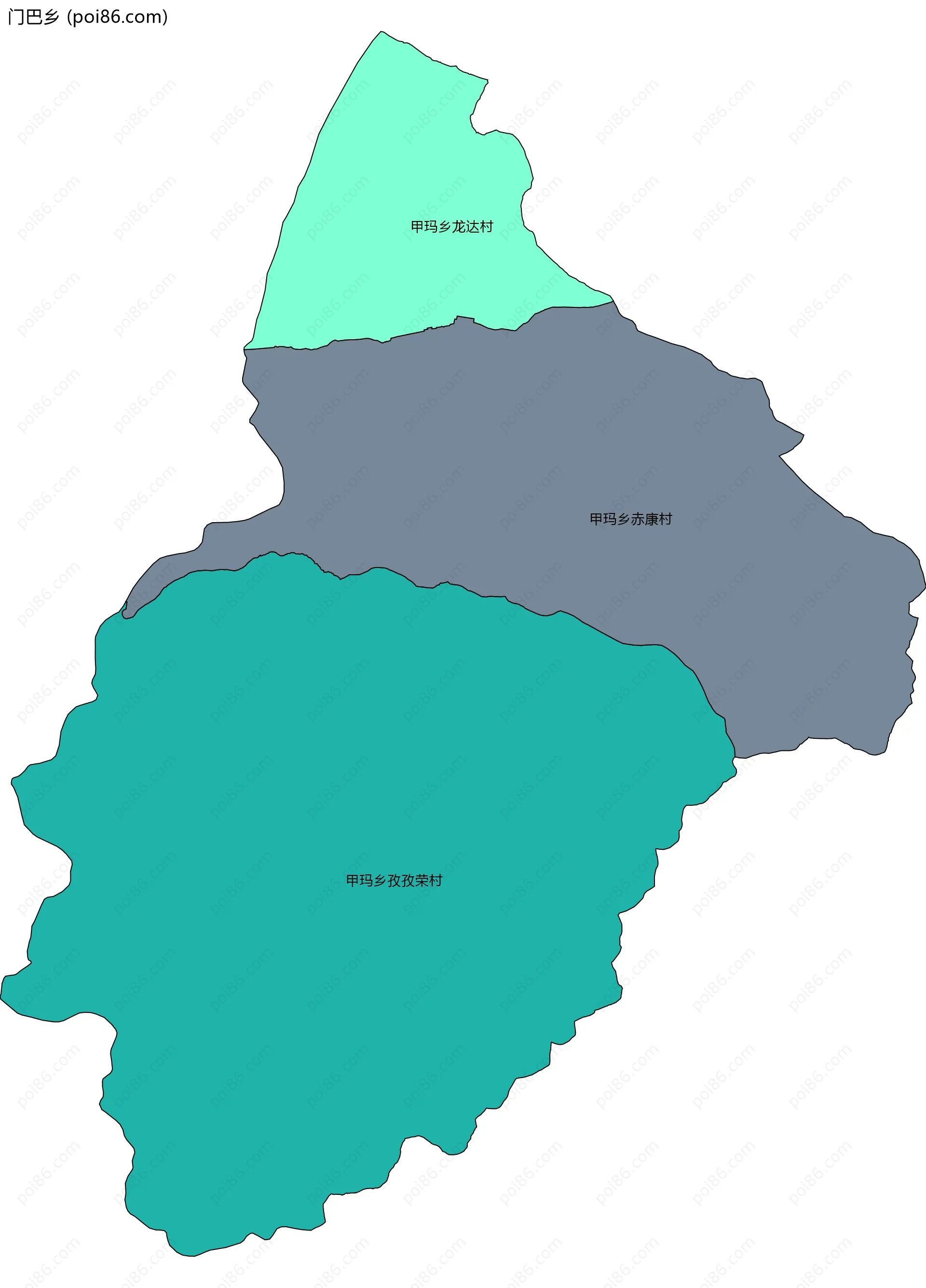 门巴乡边界地图(五级行政区划)