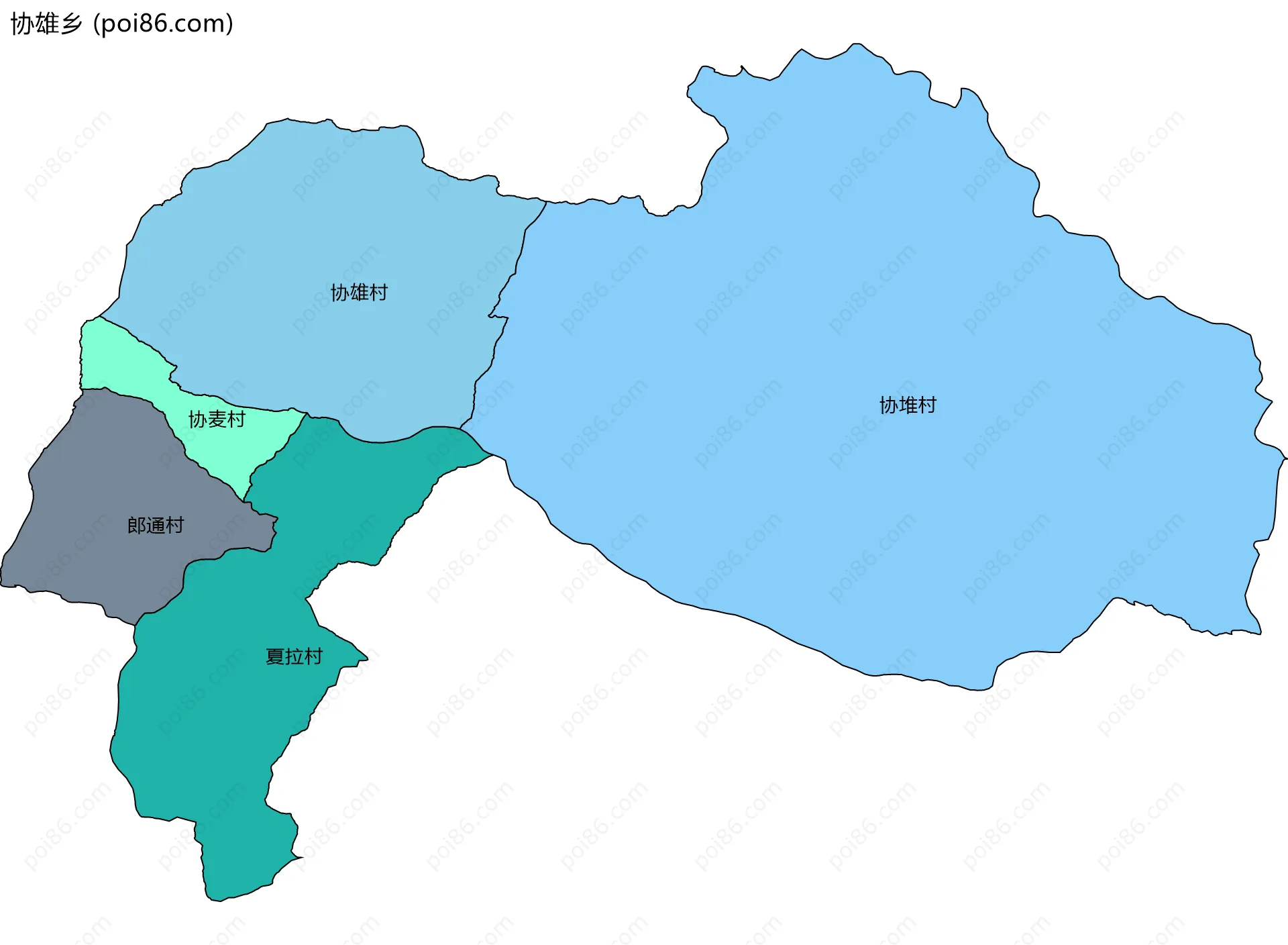 协雄乡边界地图(五级行政区划)