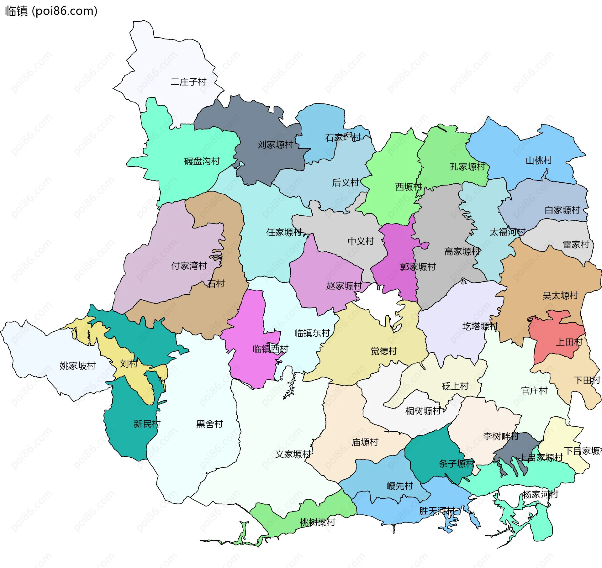 临镇边界地图(五级行政区划)
