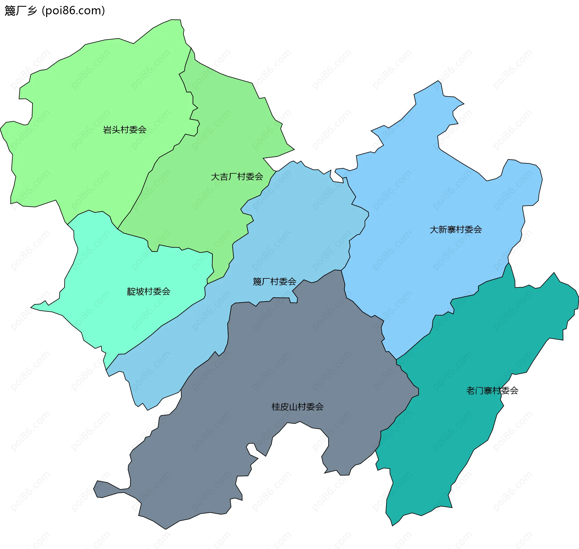 篾厂乡边界地图(五级行政区划)