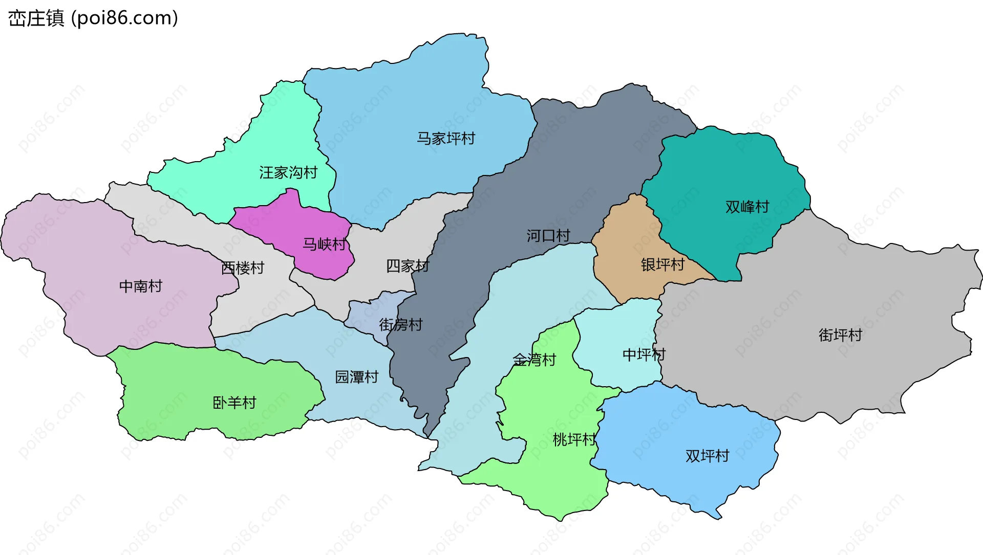 峦庄镇边界地图(五级行政区划)