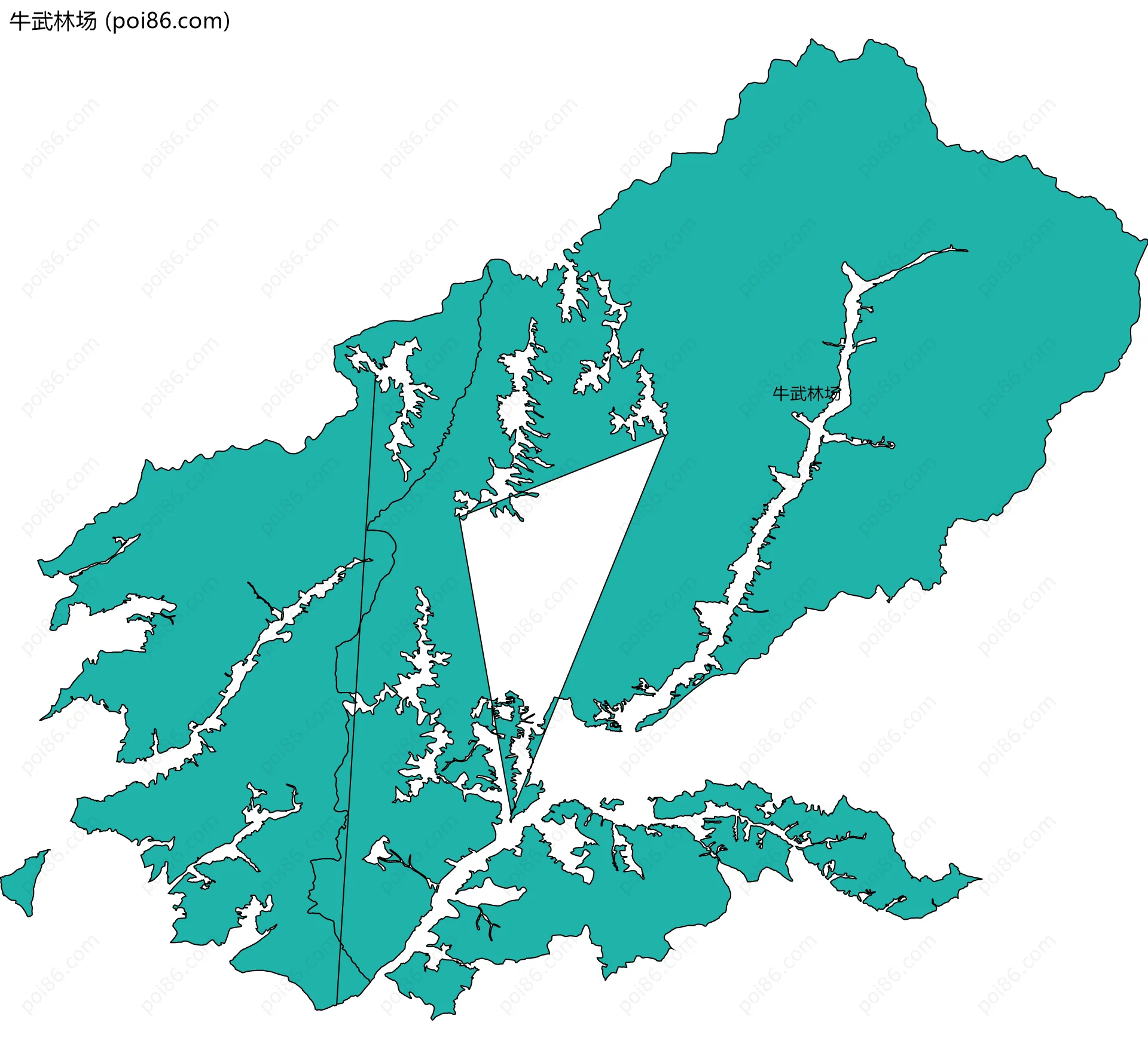 牛武林场边界地图(五级行政区划)