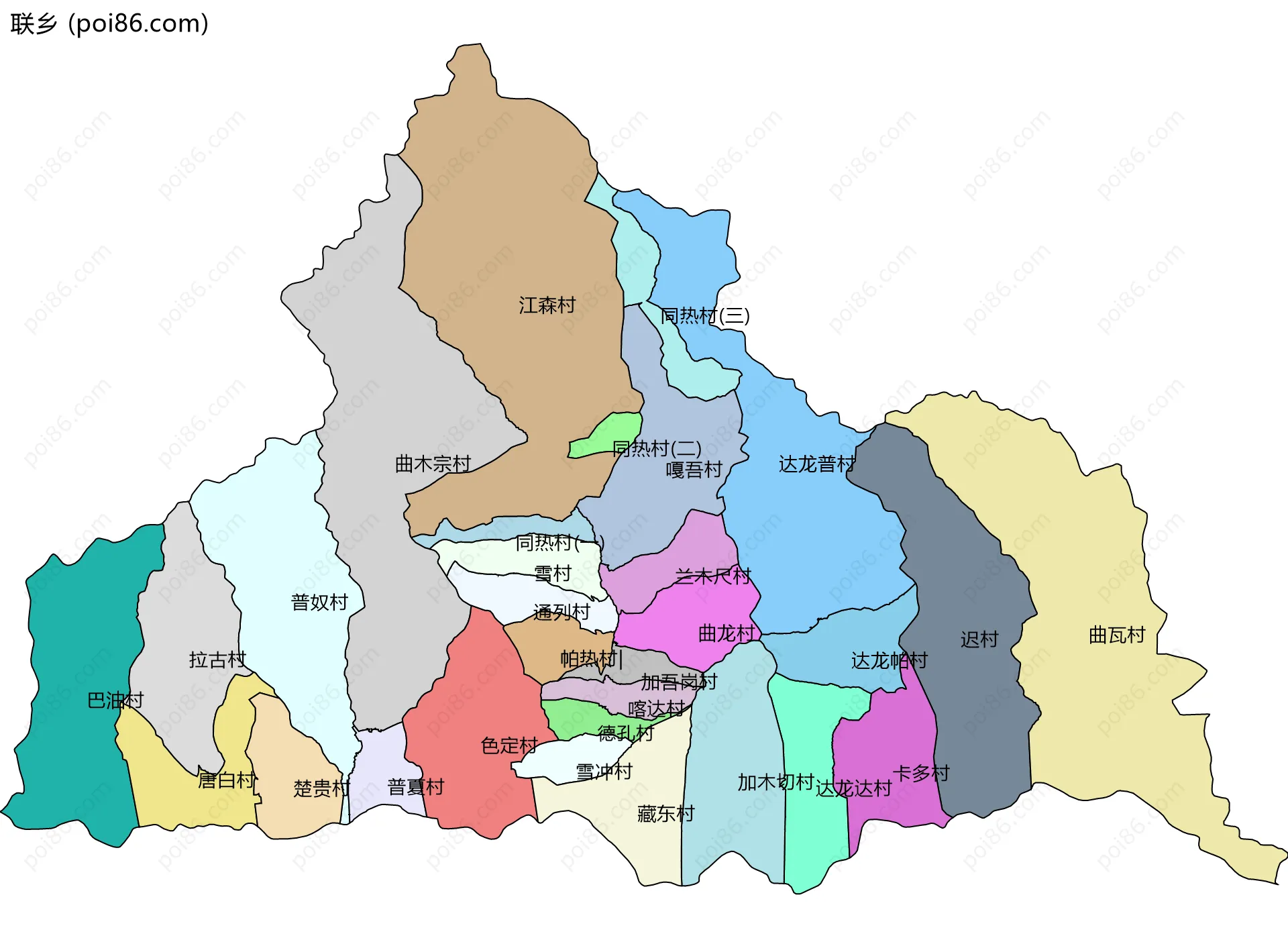 联乡边界地图(五级行政区划)