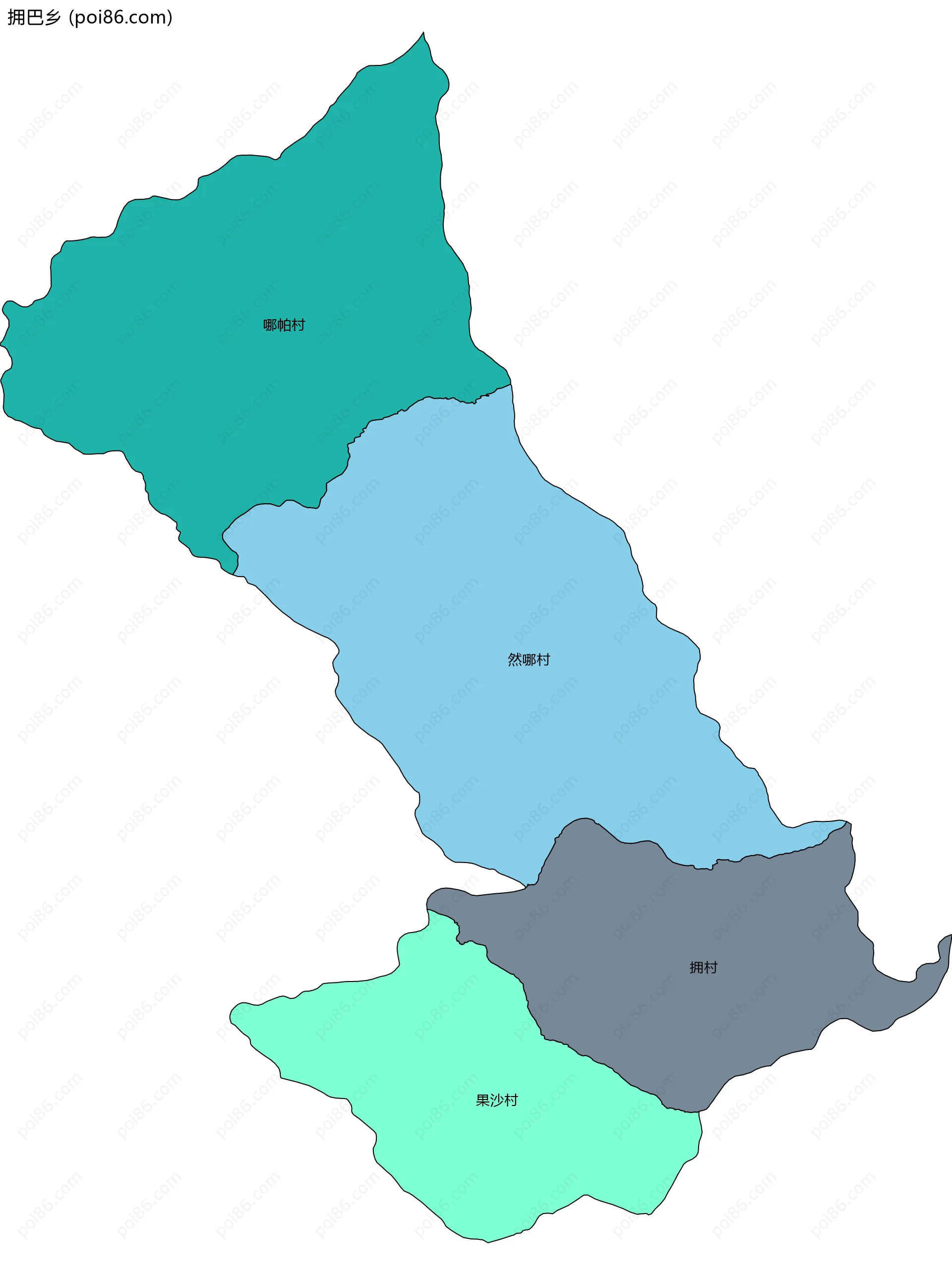 拥巴乡边界地图(五级行政区划)