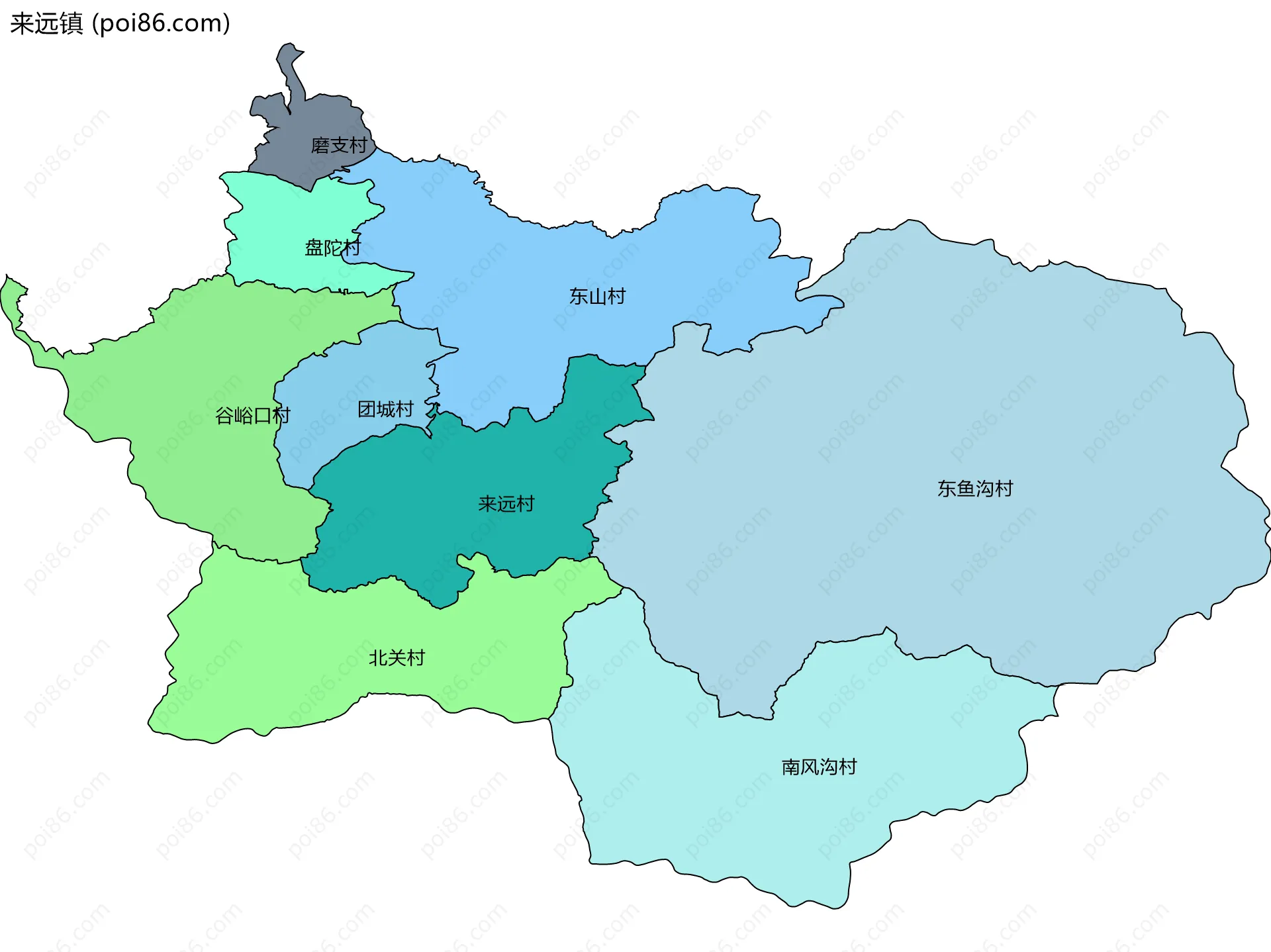 来远镇边界地图(五级行政区划)