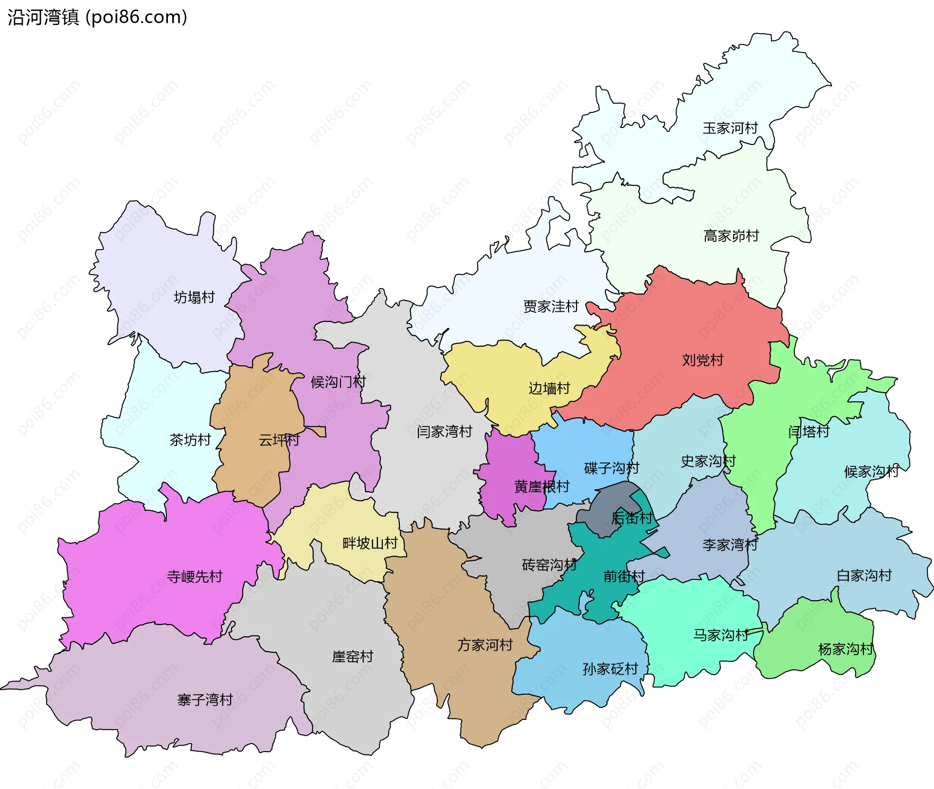 沿河湾镇边界地图(五级行政区划)