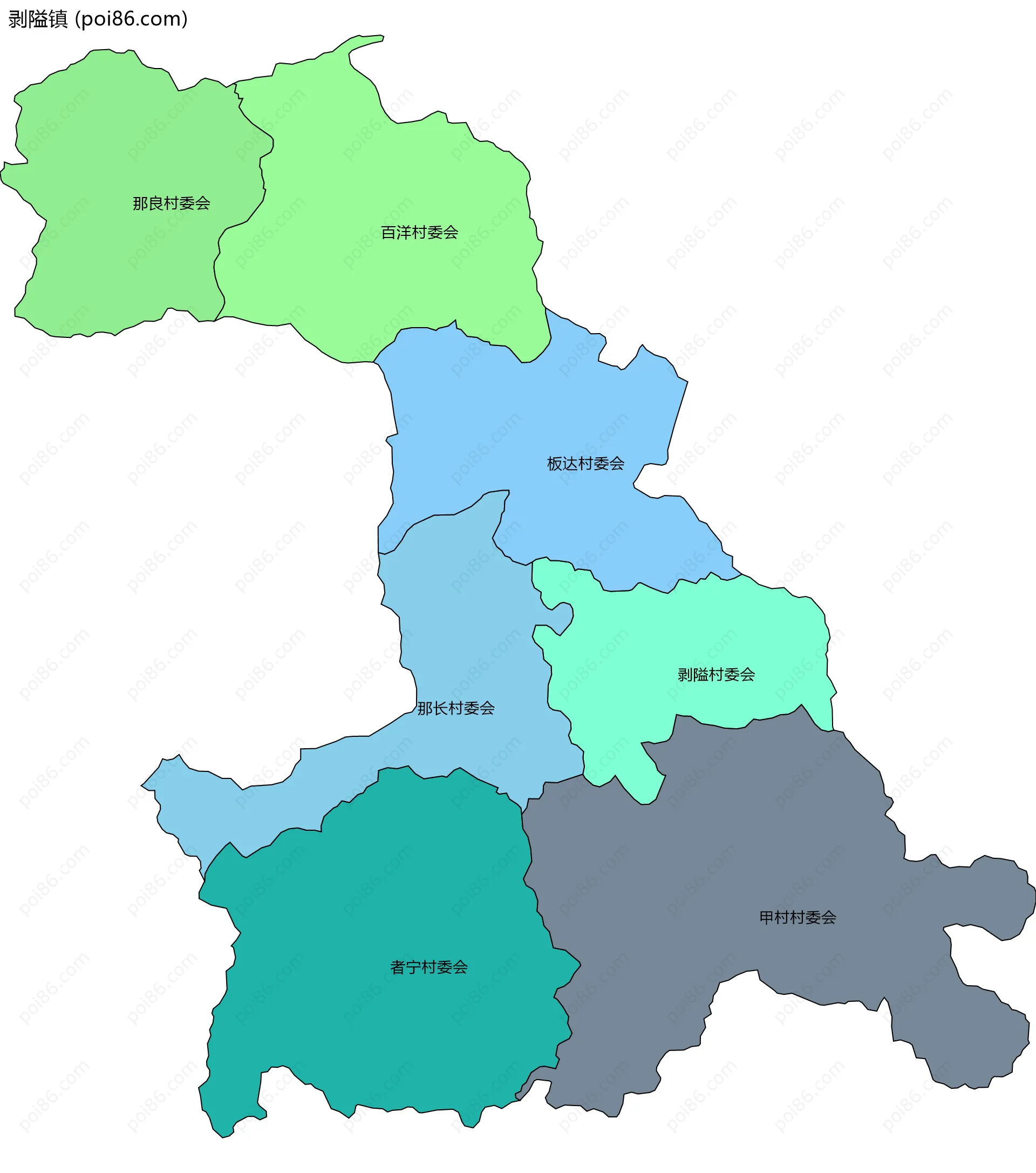 剥隘镇边界地图(五级行政区划)