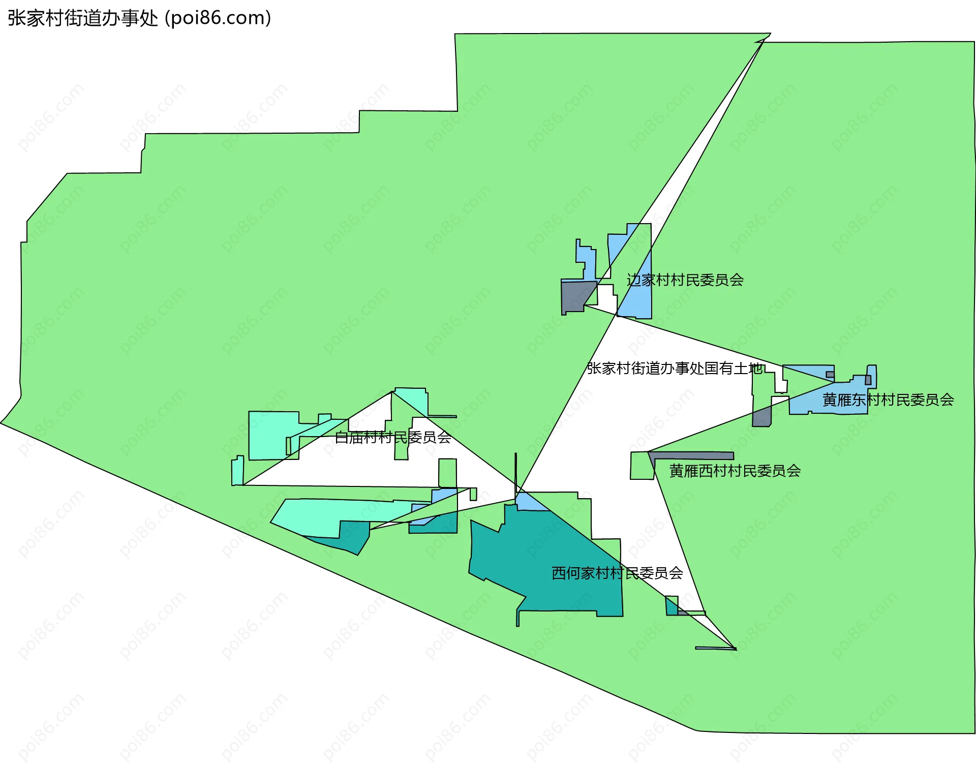 张家村街道办事处边界地图(五级行政区划)