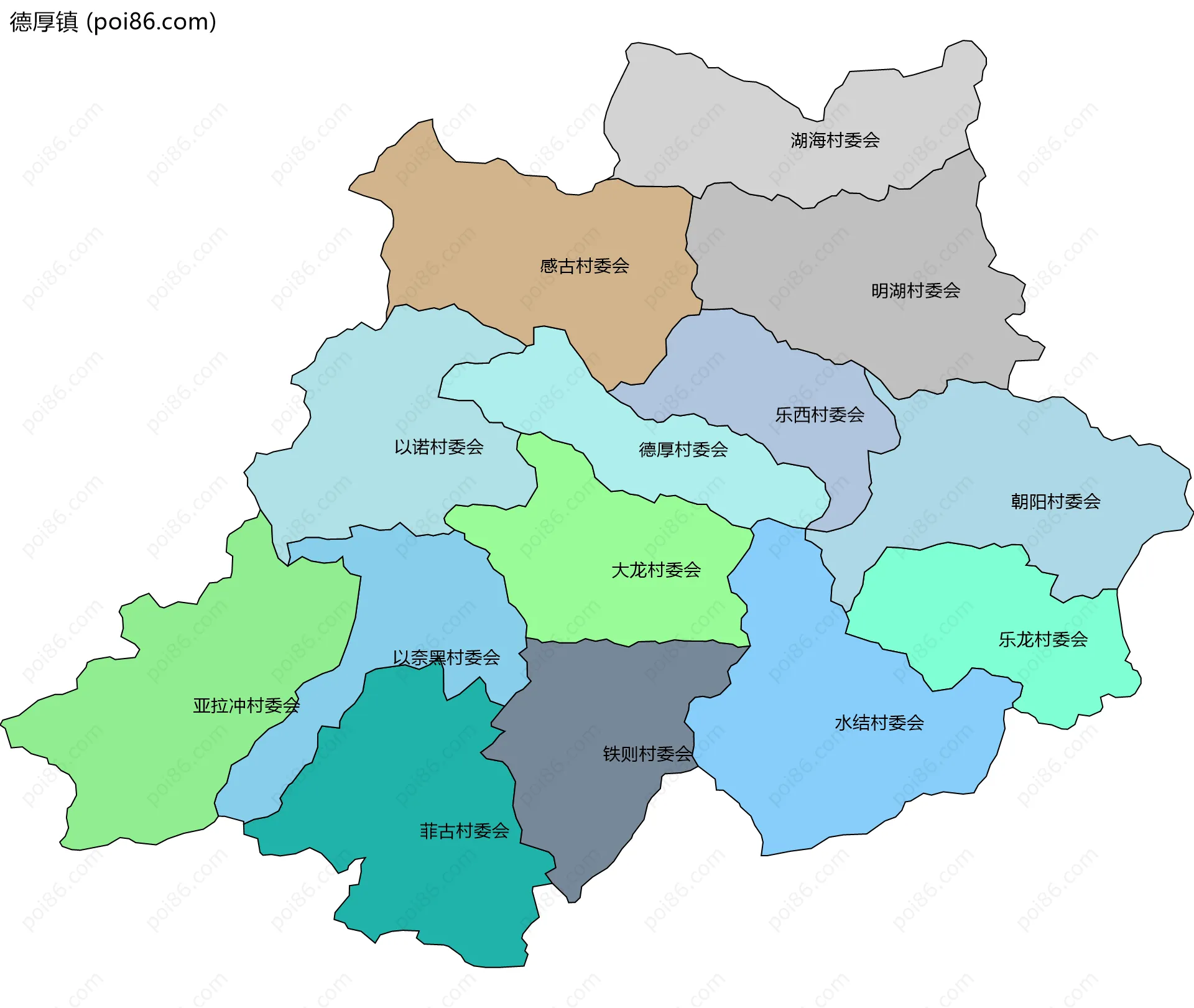 德厚镇边界地图(五级行政区划)