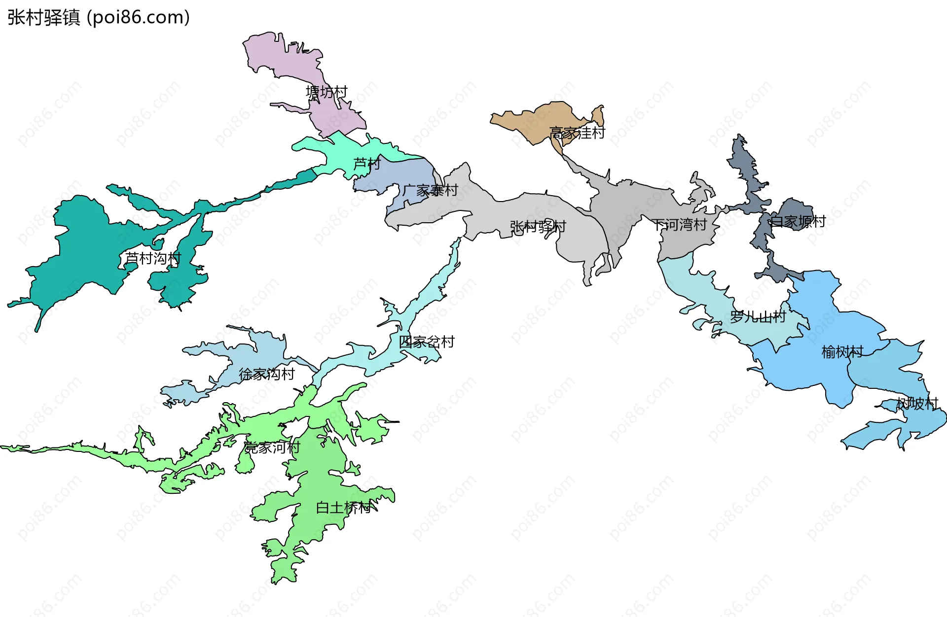 张村驿镇边界地图(五级行政区划)