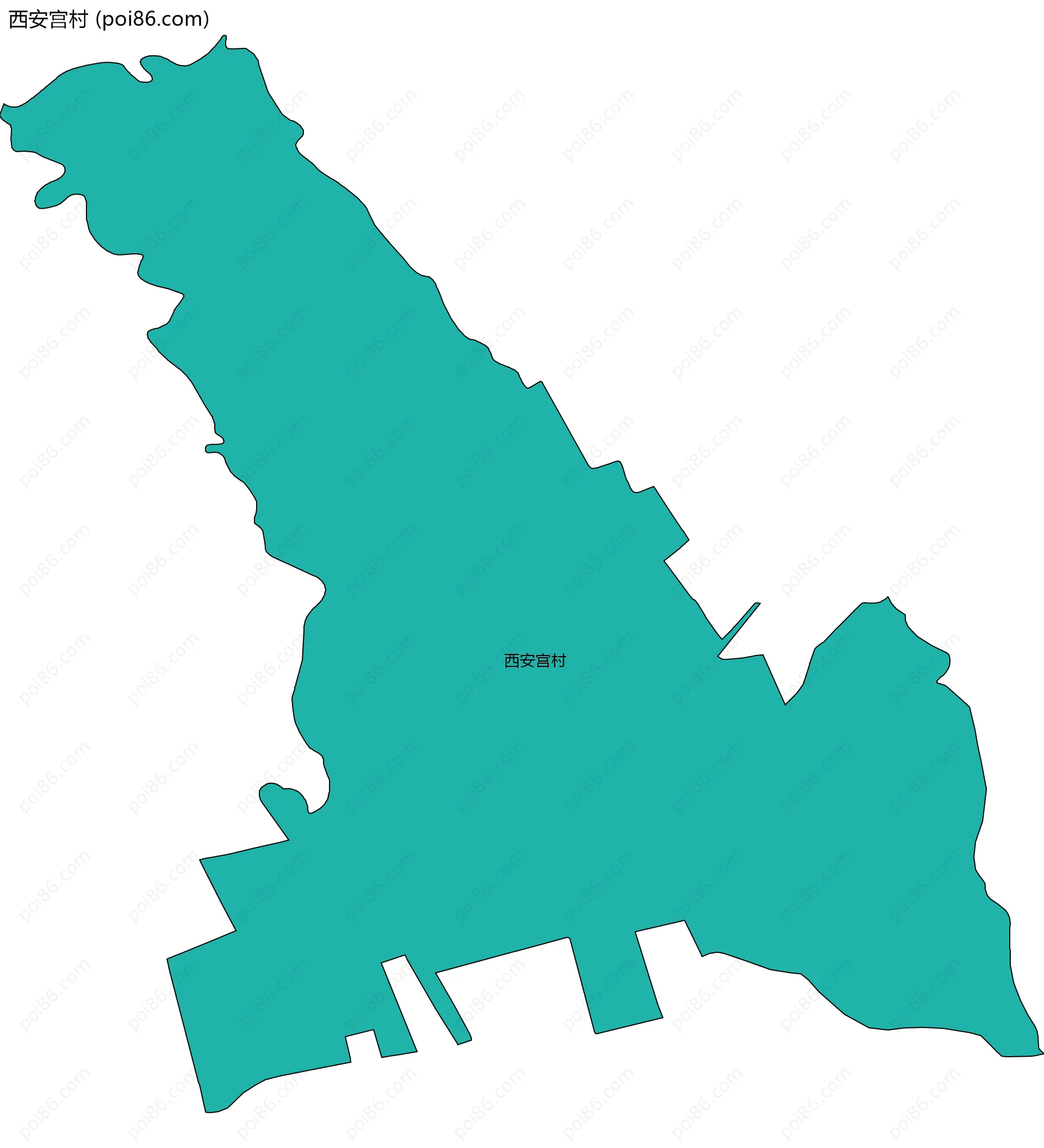西安宫村边界地图