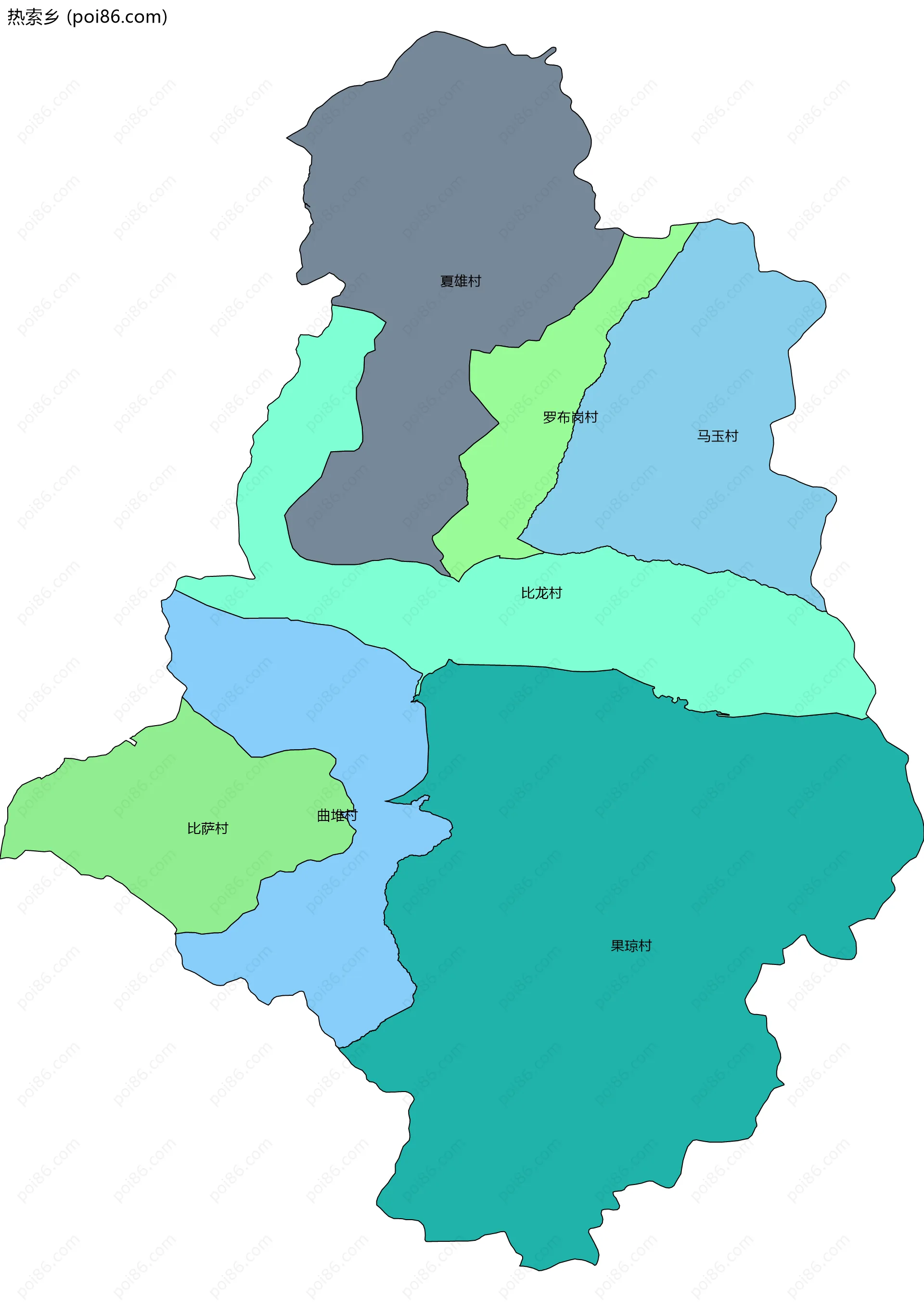 热索乡边界地图(五级行政区划)