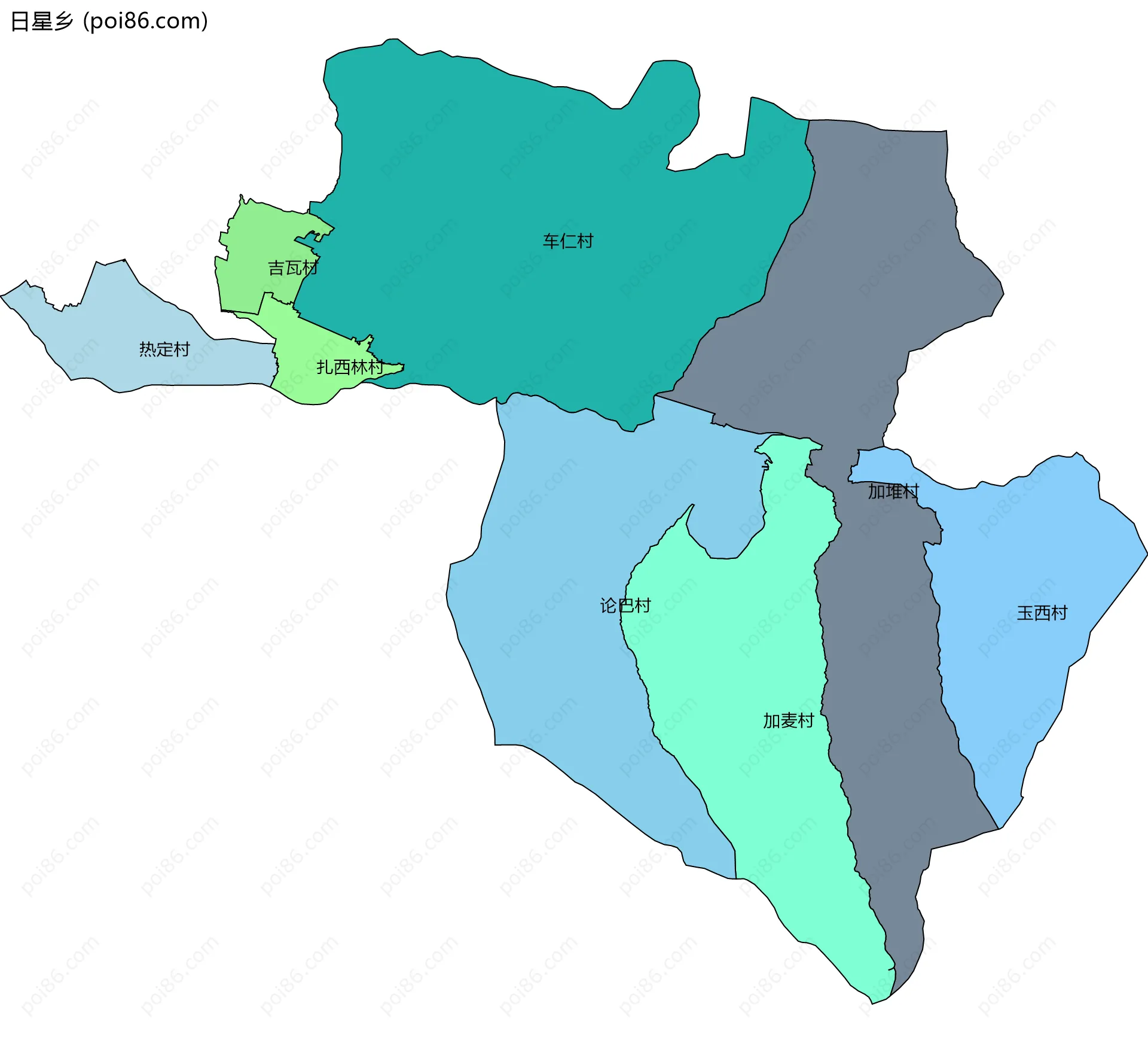 日星乡边界地图(五级行政区划)
