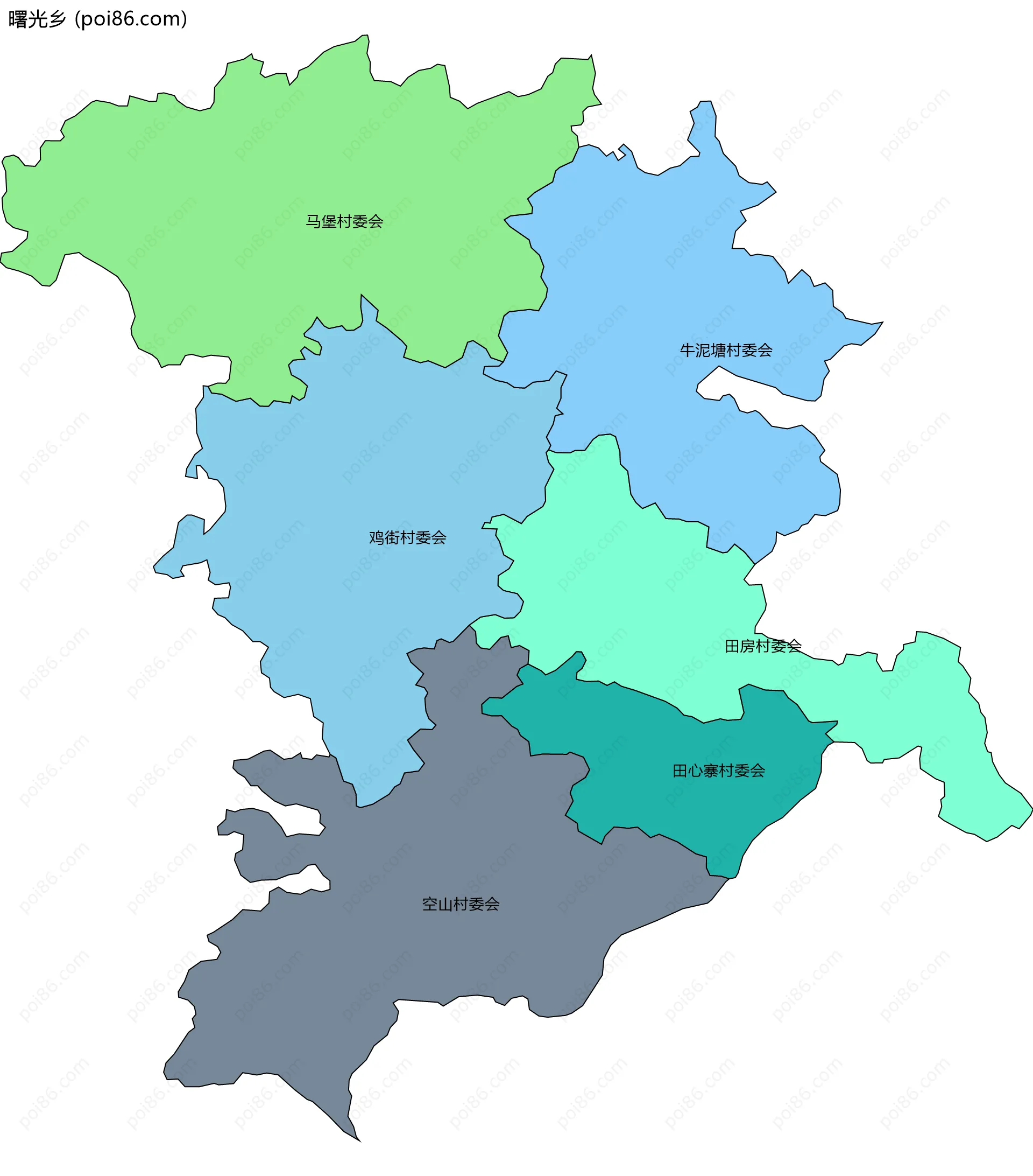 曙光乡边界地图(五级行政区划)