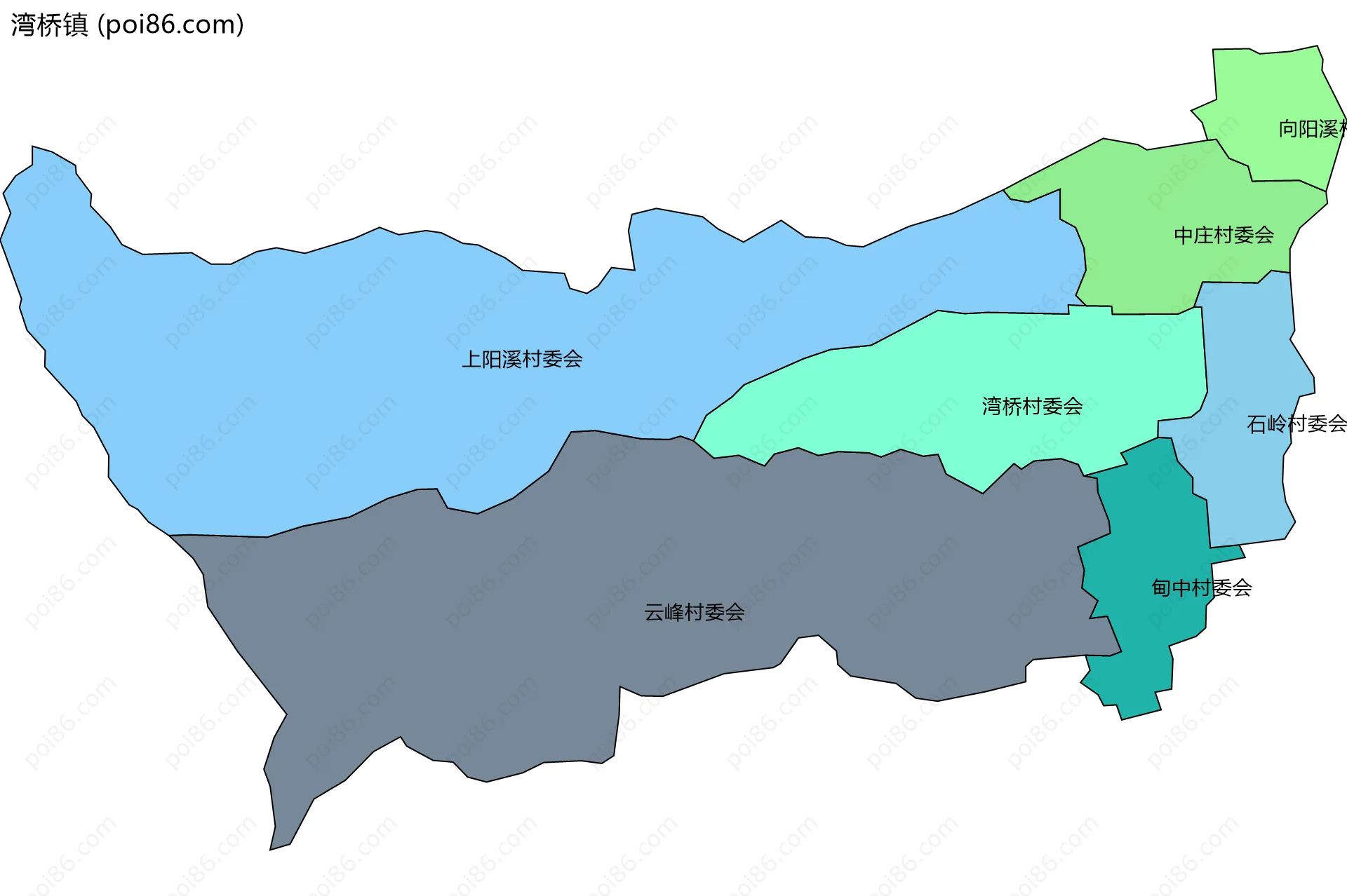 湾桥镇边界地图(五级行政区划)