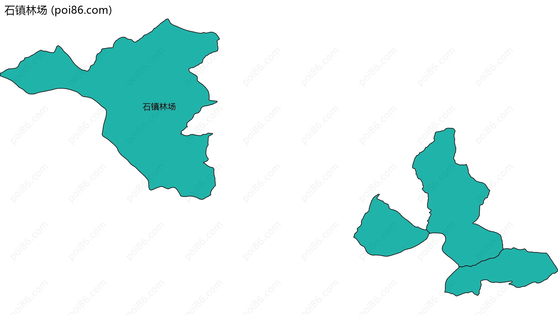 石镇林场边界地图(五级行政区划)