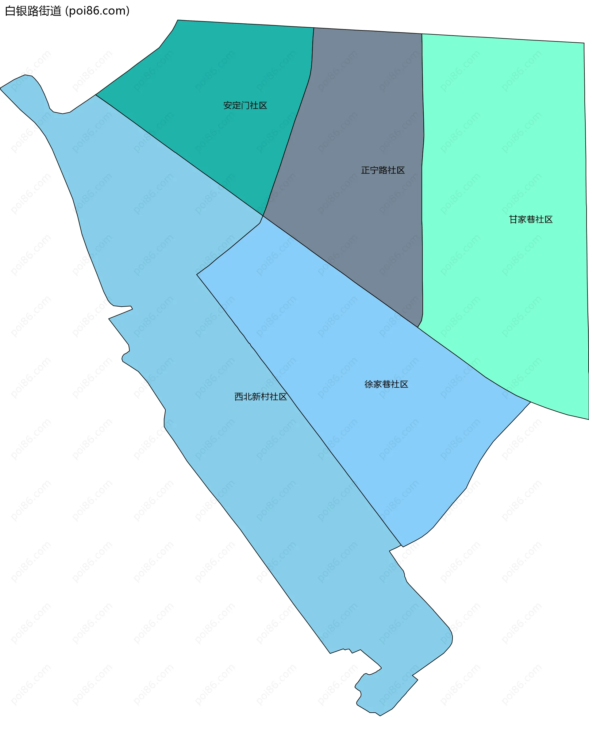 白银路街道边界地图(五级行政区划)