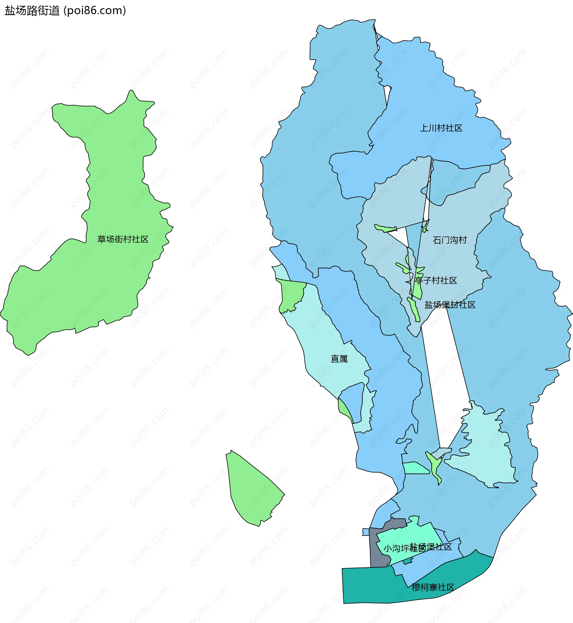 盐场路街道边界地图(五级行政区划)