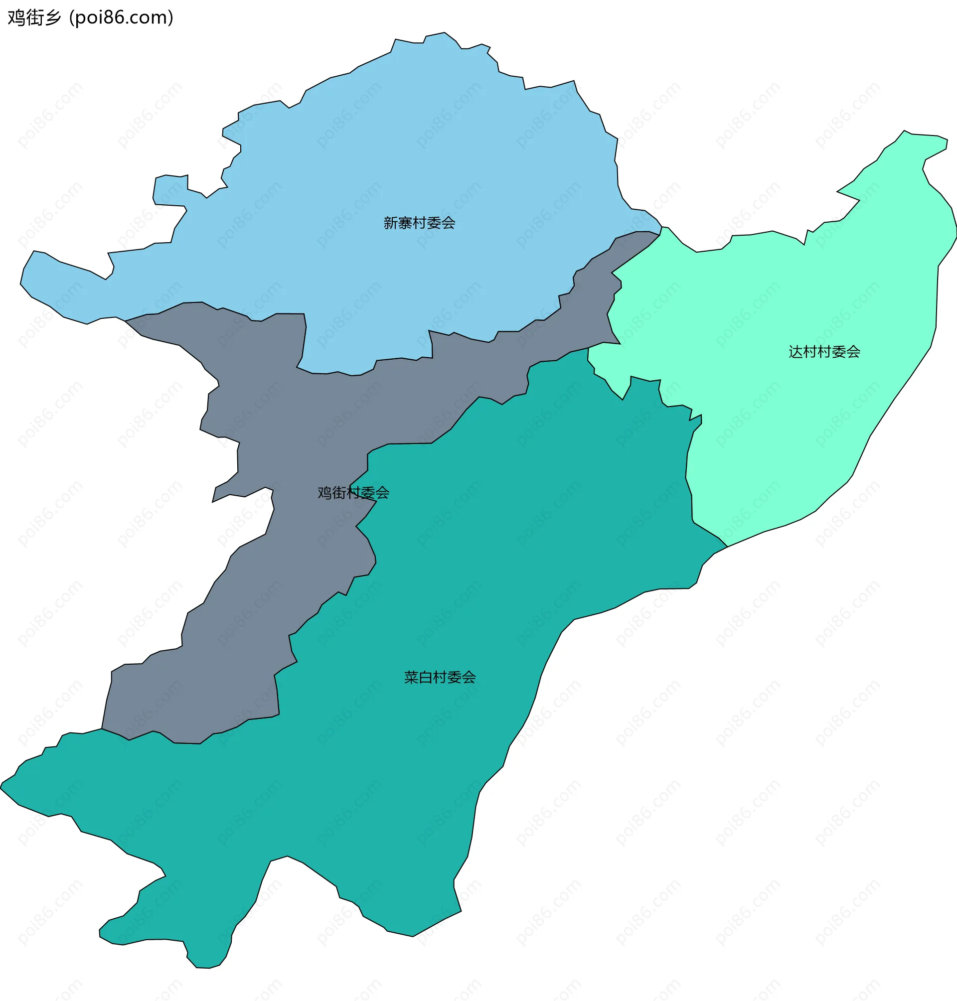 鸡街乡边界地图(五级行政区划)
