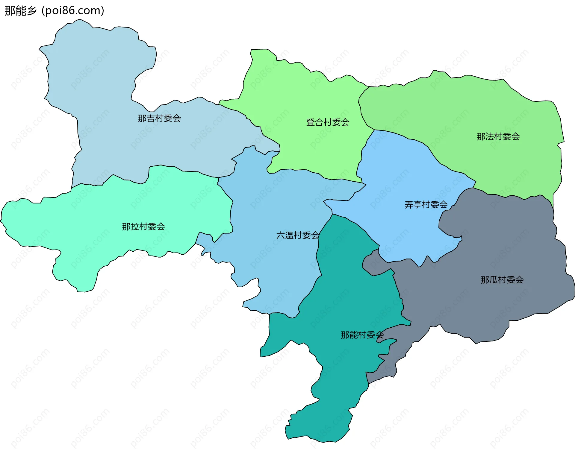那能乡边界地图(五级行政区划)