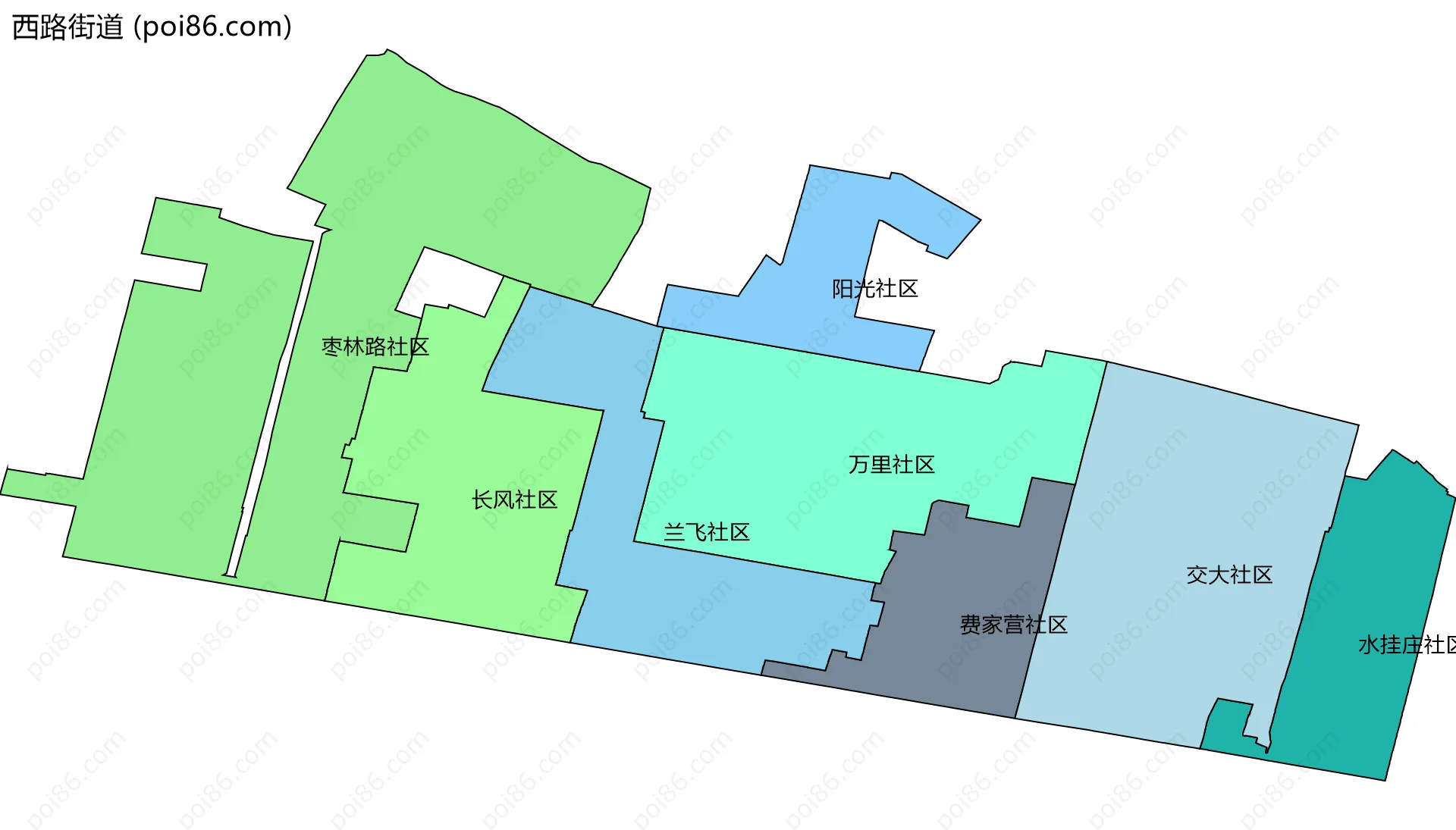 西路街道边界地图(五级行政区划)